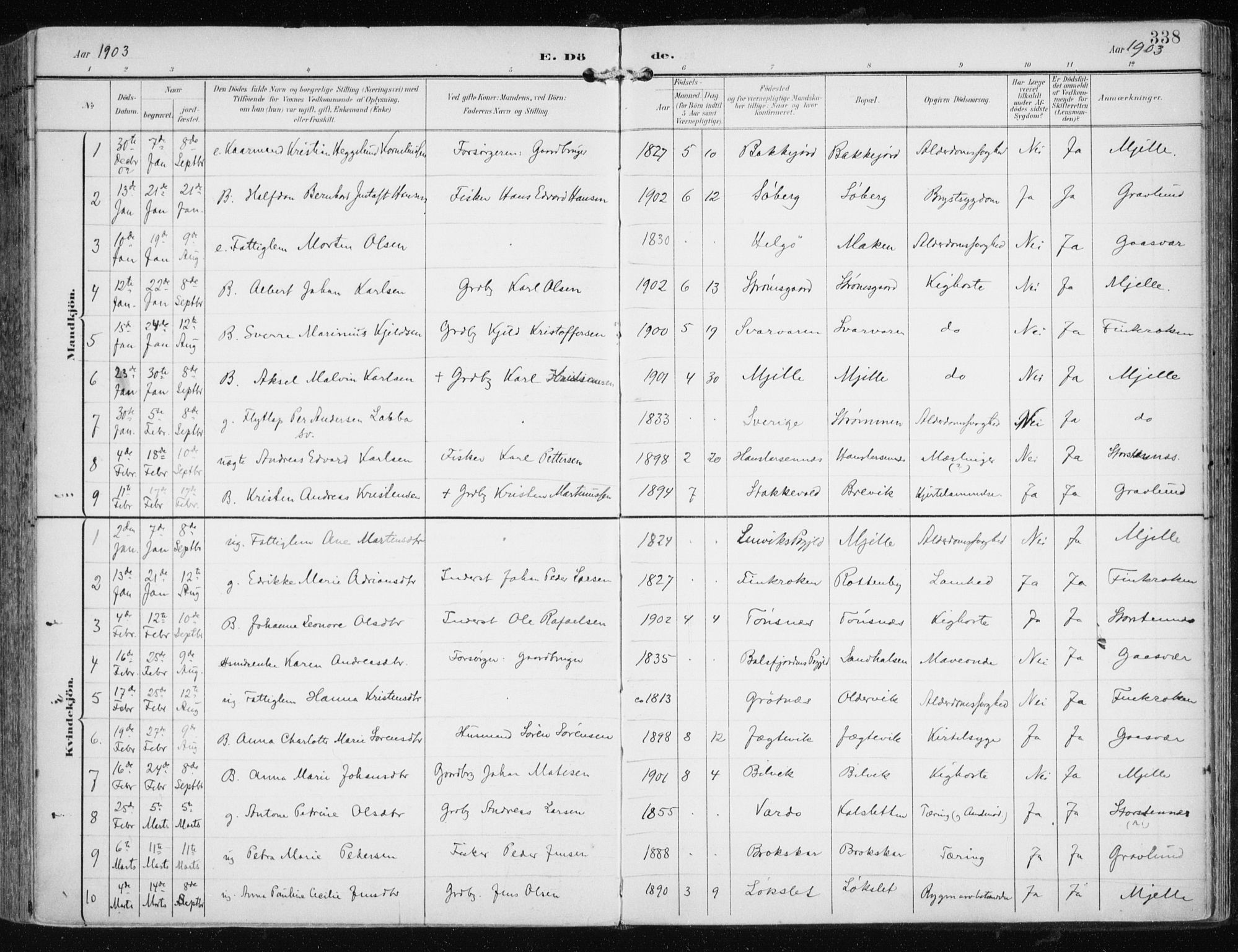 Tromsøysund sokneprestkontor, AV/SATØ-S-1304/G/Ga/L0006kirke: Parish register (official) no. 6, 1897-1906, p. 338