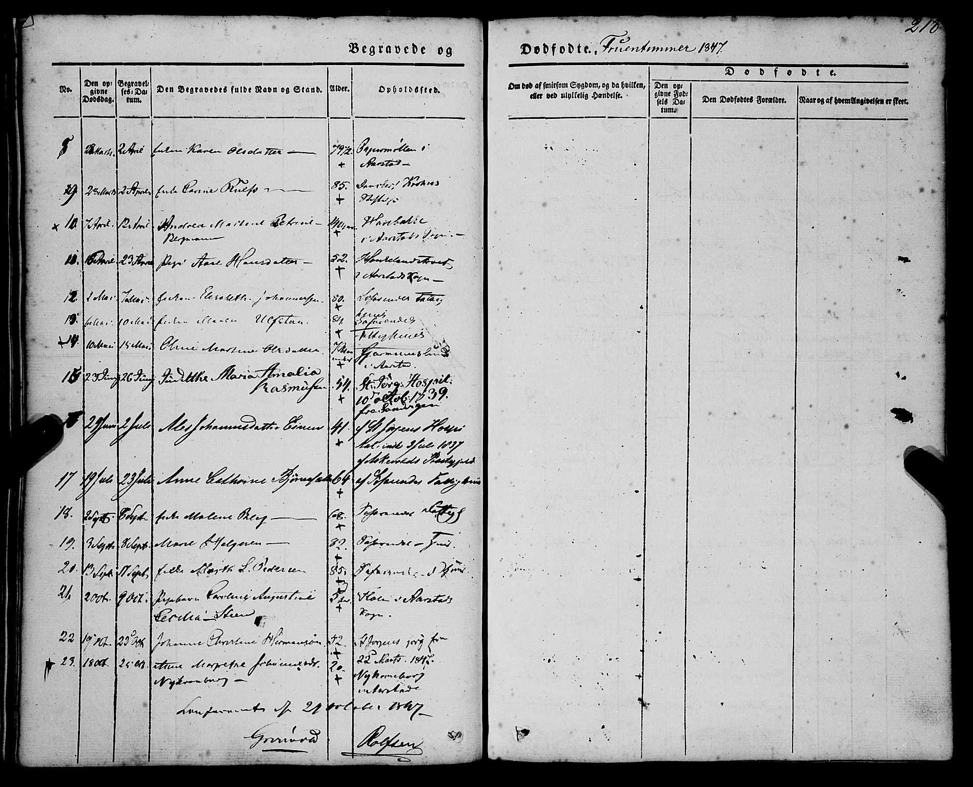 St. Jørgens hospital og Årstad sokneprestembete, AV/SAB-A-99934: Parish register (official) no. A 4, 1844-1863, p. 218