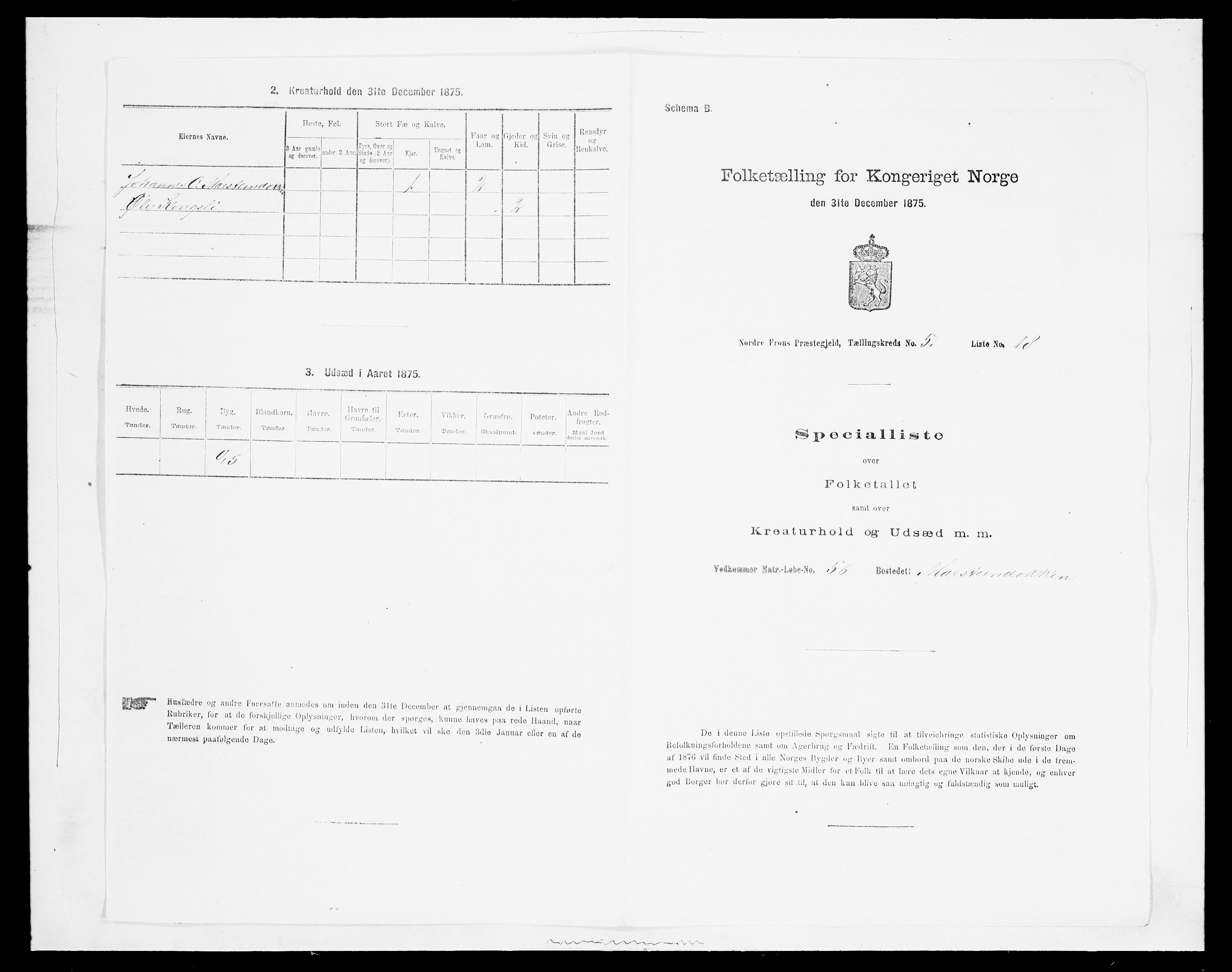 SAH, 1875 census for 0518P Nord-Fron, 1875, p. 796