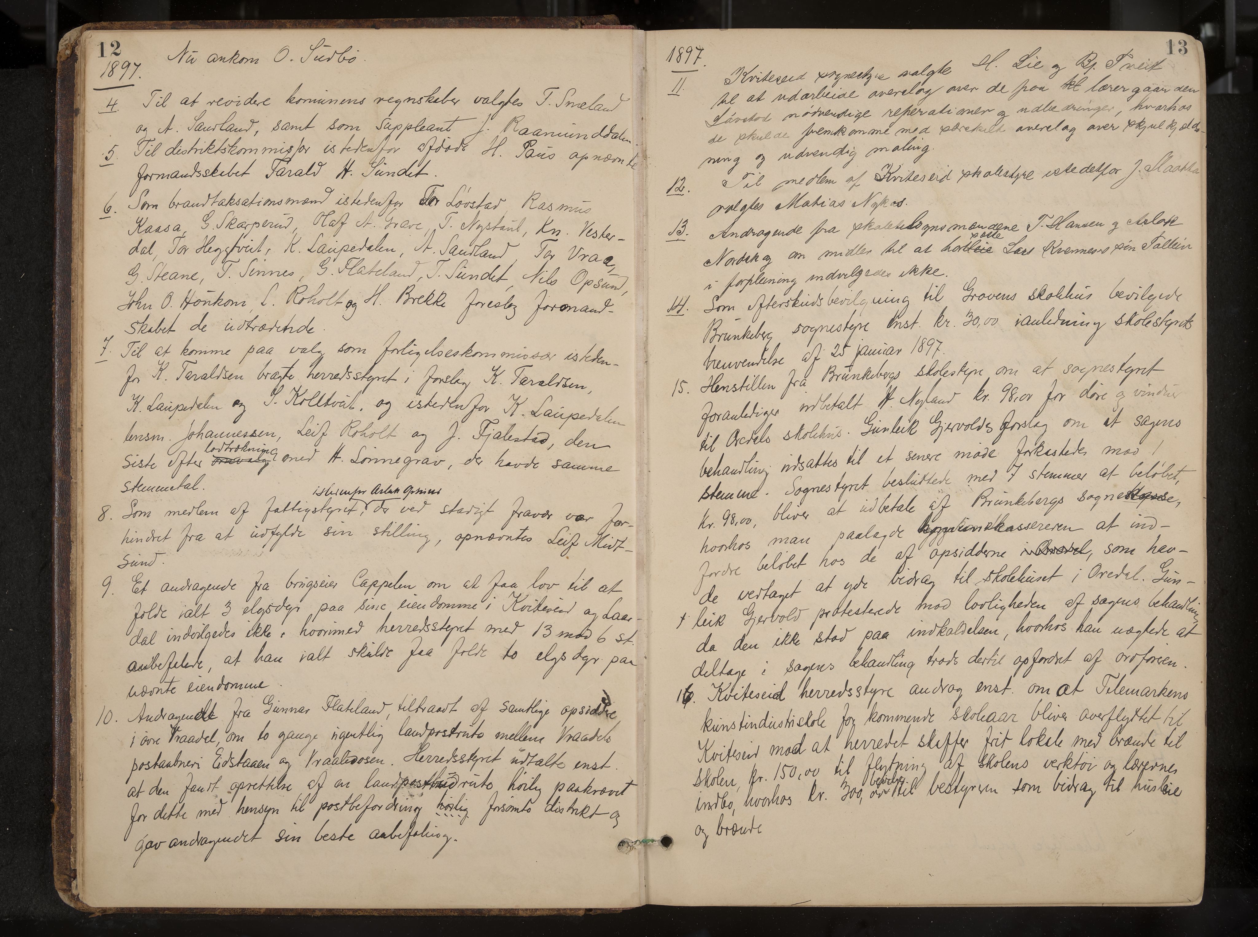 Kviteseid formannskap og sentraladministrasjon, IKAK/0829021/A/Aa/L0004: Møtebok, 1896-1911, p. 12-13