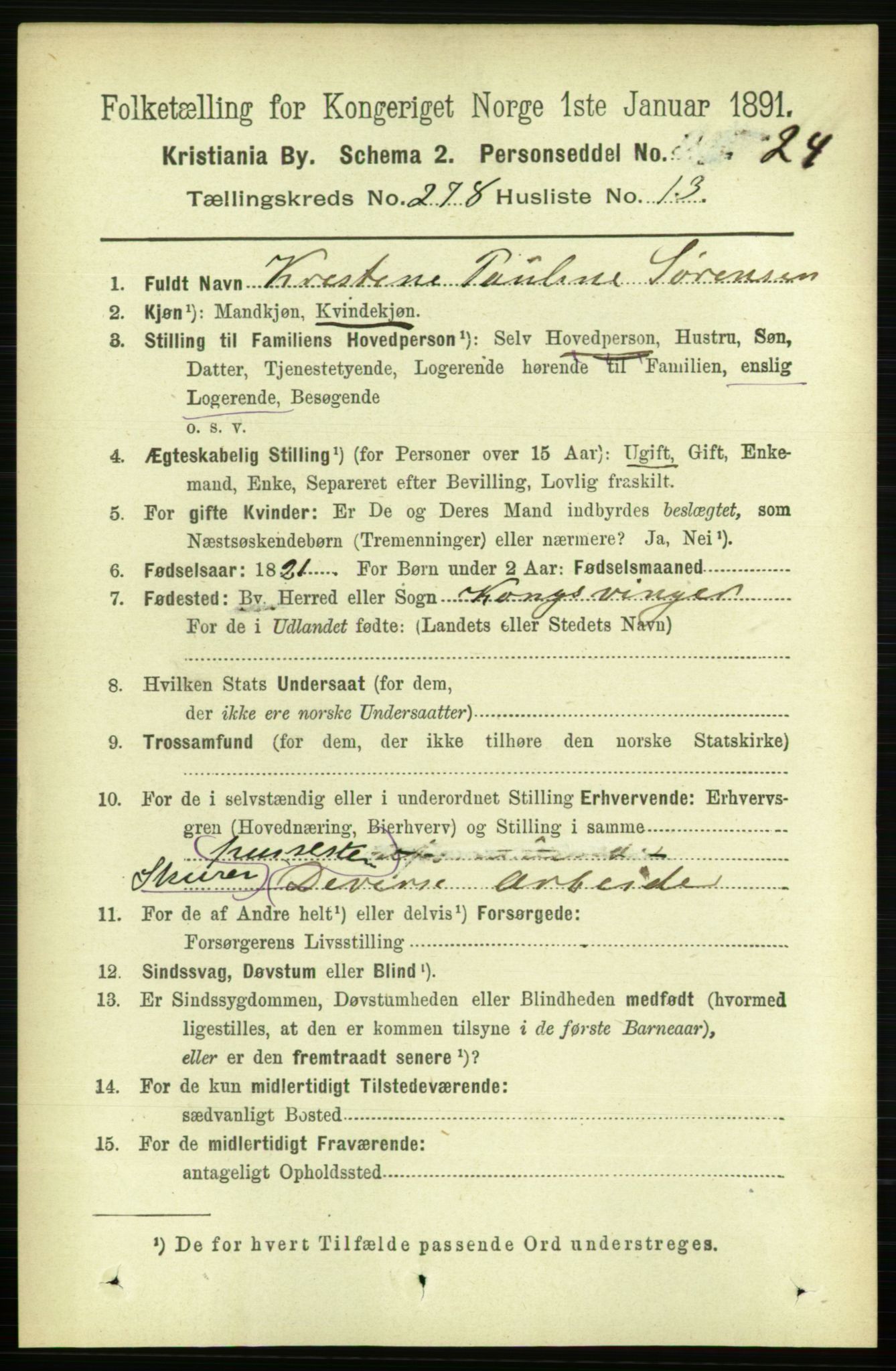 RA, 1891 census for 0301 Kristiania, 1891, p. 169072