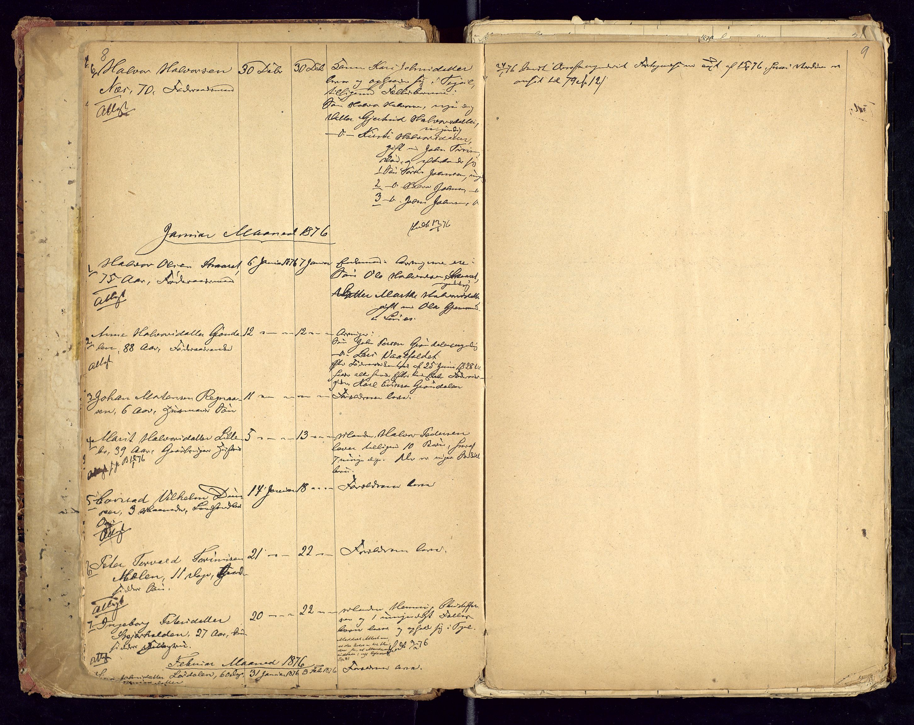 Trysil lensmannskontor, AV/SAH-LHT-026/H/Ha/L0001: Dødsfallsprotokoll, 1875-1901, p. 8-9