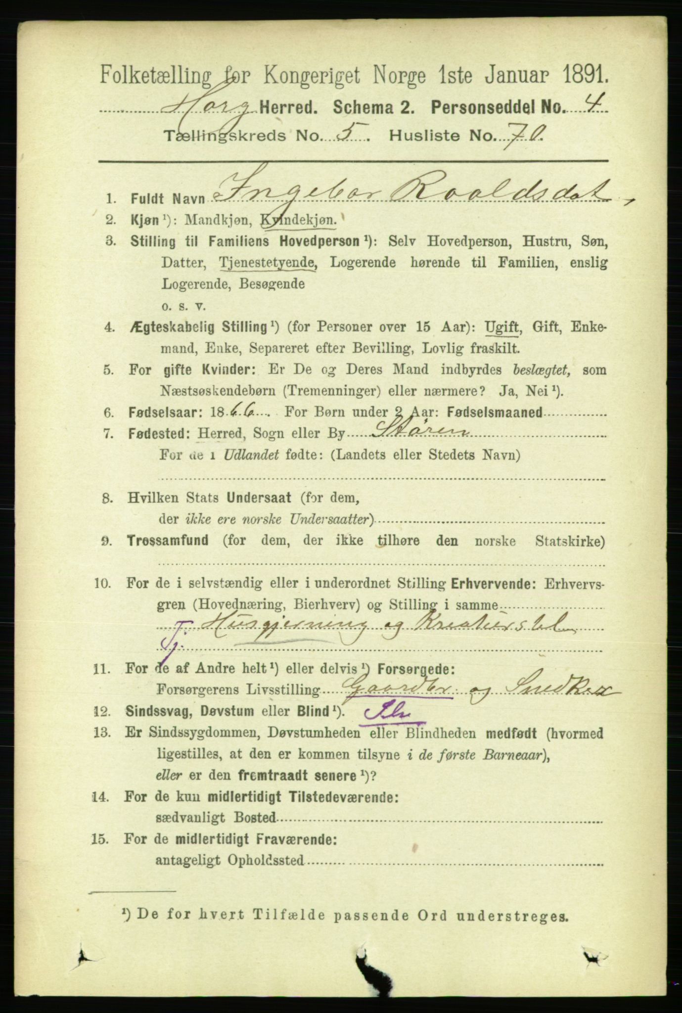 RA, 1891 census for 1650 Horg, 1891, p. 2344