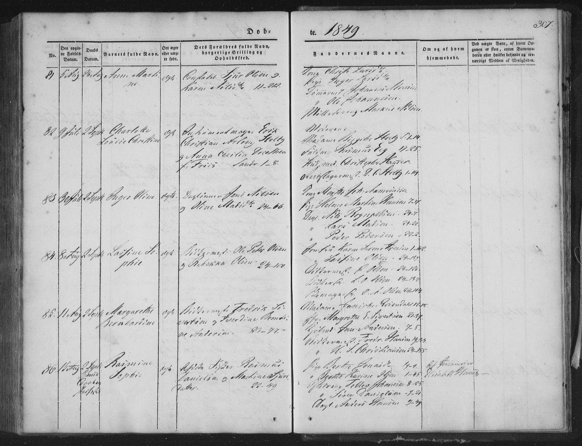 Korskirken sokneprestembete, SAB/A-76101/H/Haa/L0016: Parish register (official) no. B 2, 1841-1851, p. 307