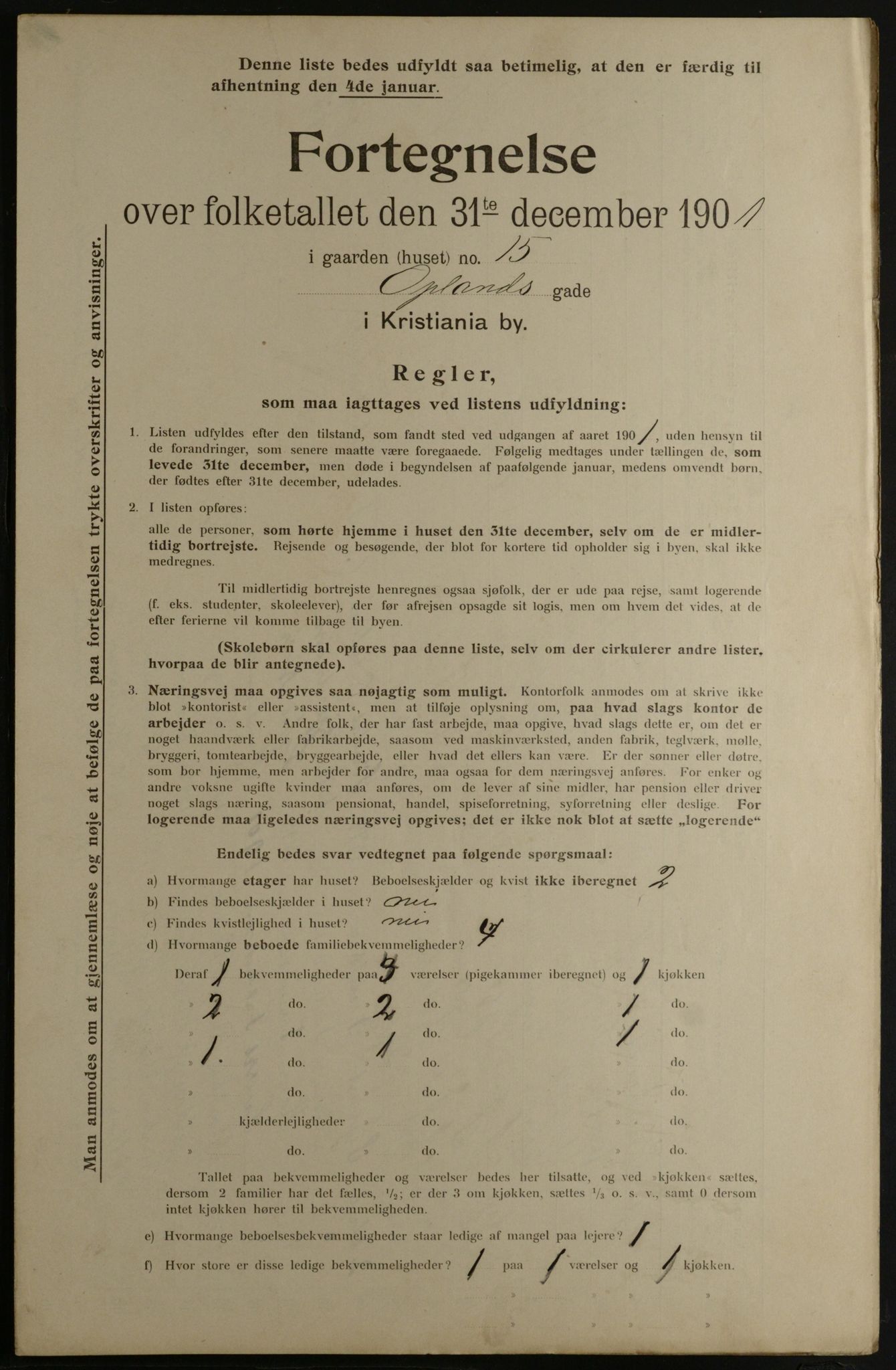 OBA, Municipal Census 1901 for Kristiania, 1901, p. 11608