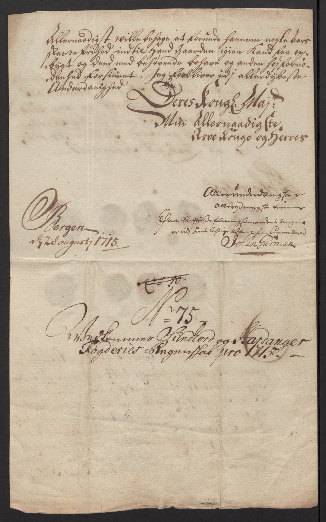 Rentekammeret inntil 1814, Reviderte regnskaper, Fogderegnskap, AV/RA-EA-4092/R48/L2991: Fogderegnskap Sunnhordland og Hardanger, 1715, p. 512