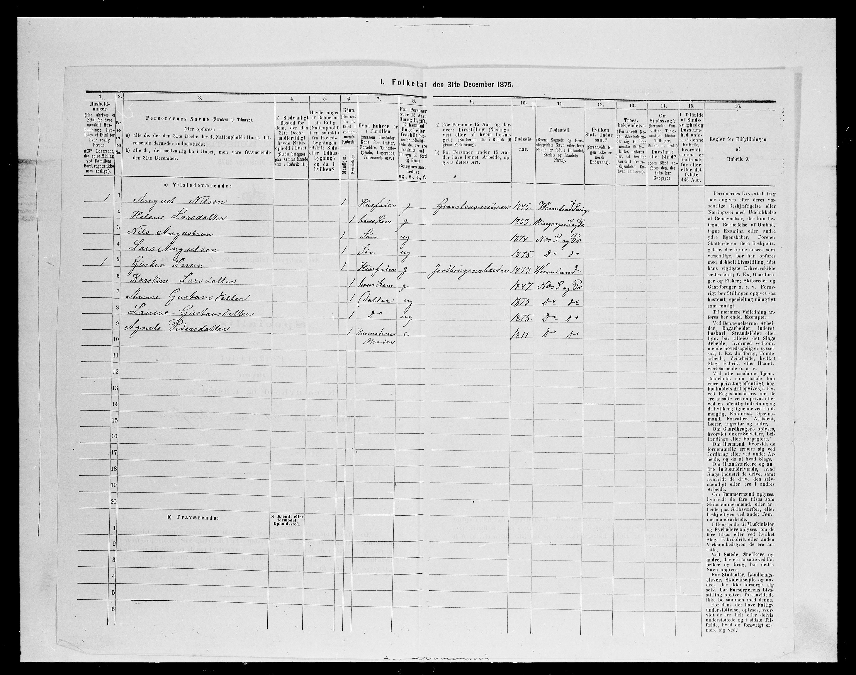 SAH, 1875 census for 0411P Nes, 1875, p. 955