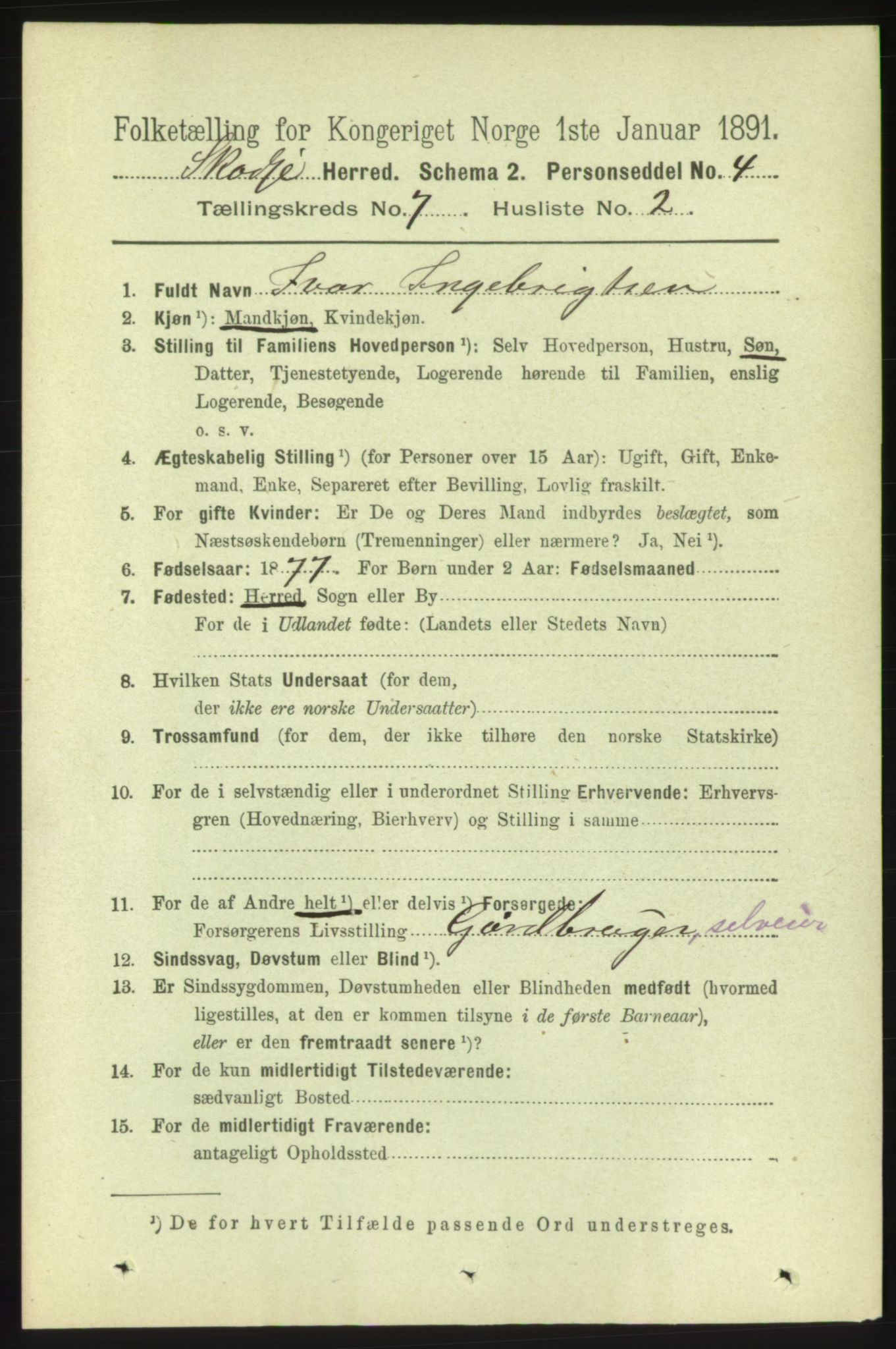 RA, 1891 census for 1529 Skodje, 1891, p. 1423