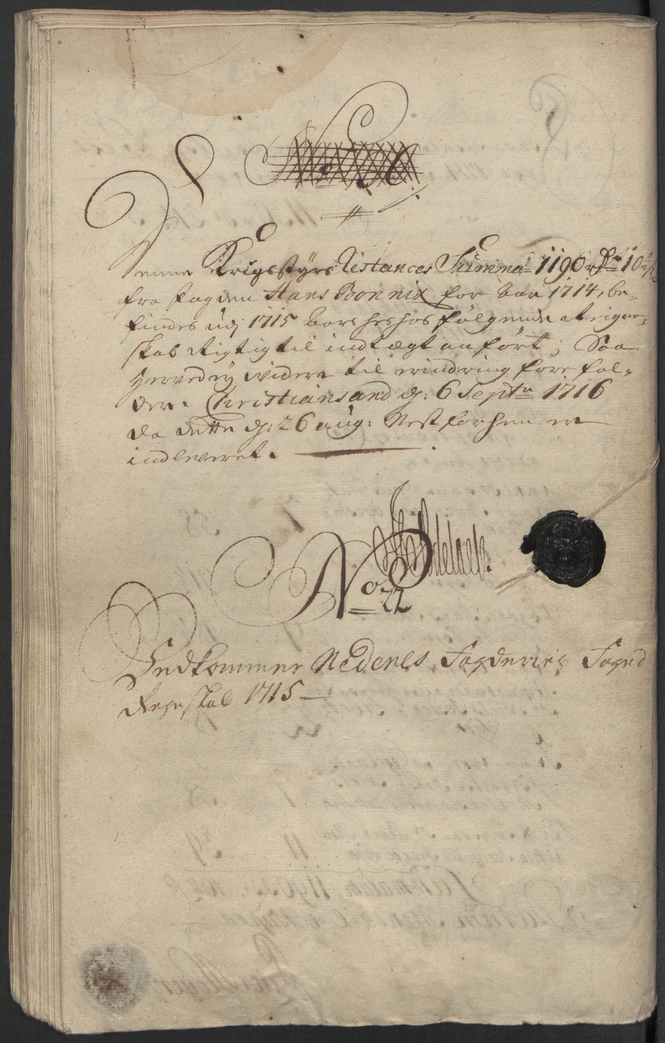 Rentekammeret inntil 1814, Reviderte regnskaper, Fogderegnskap, AV/RA-EA-4092/R39/L2323: Fogderegnskap Nedenes, 1715, p. 250