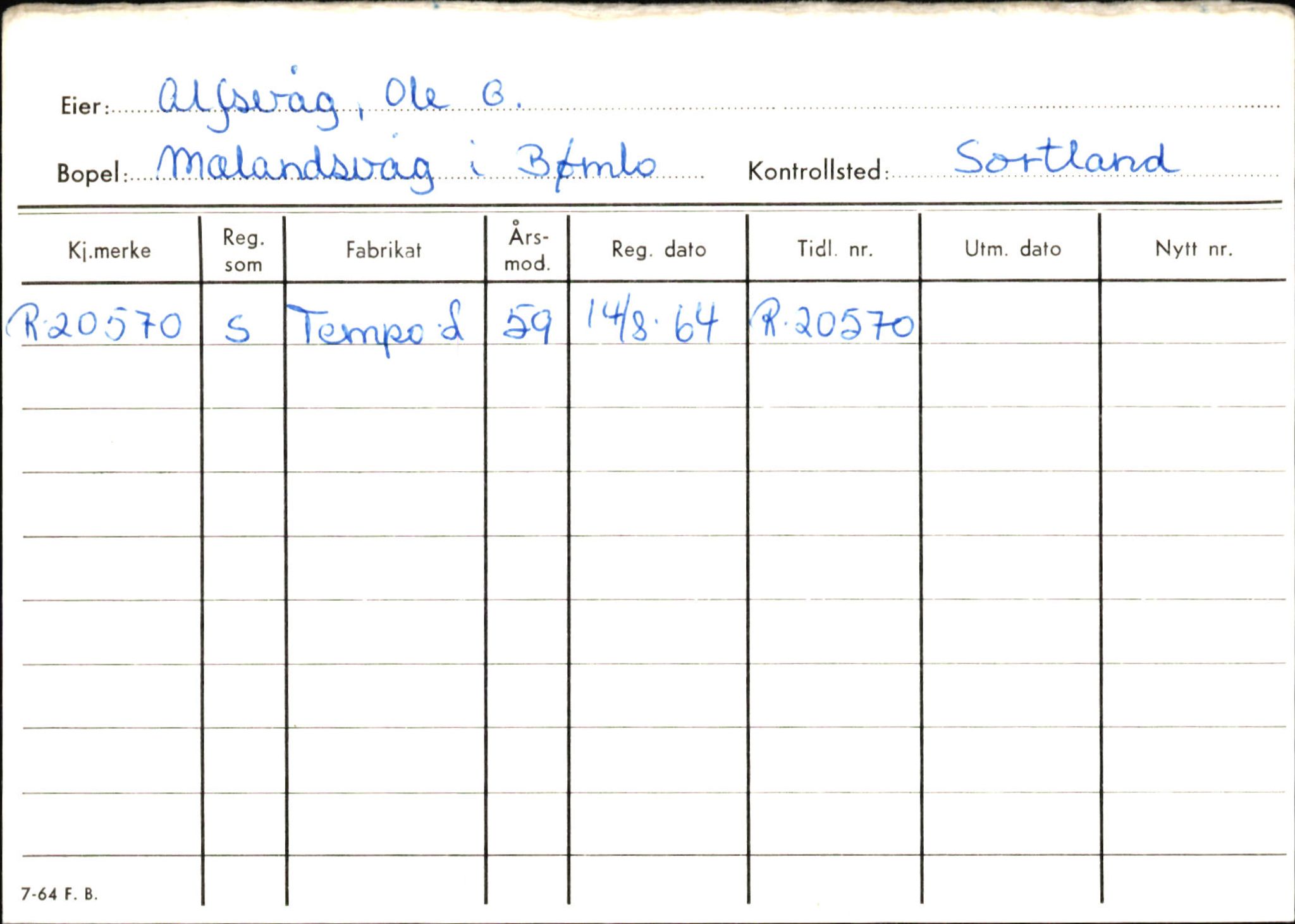 Statens vegvesen, Hordaland vegkontor, SAB/A-5201/2/Ha/L0001: R-eierkort A, 1920-1971, p. 378