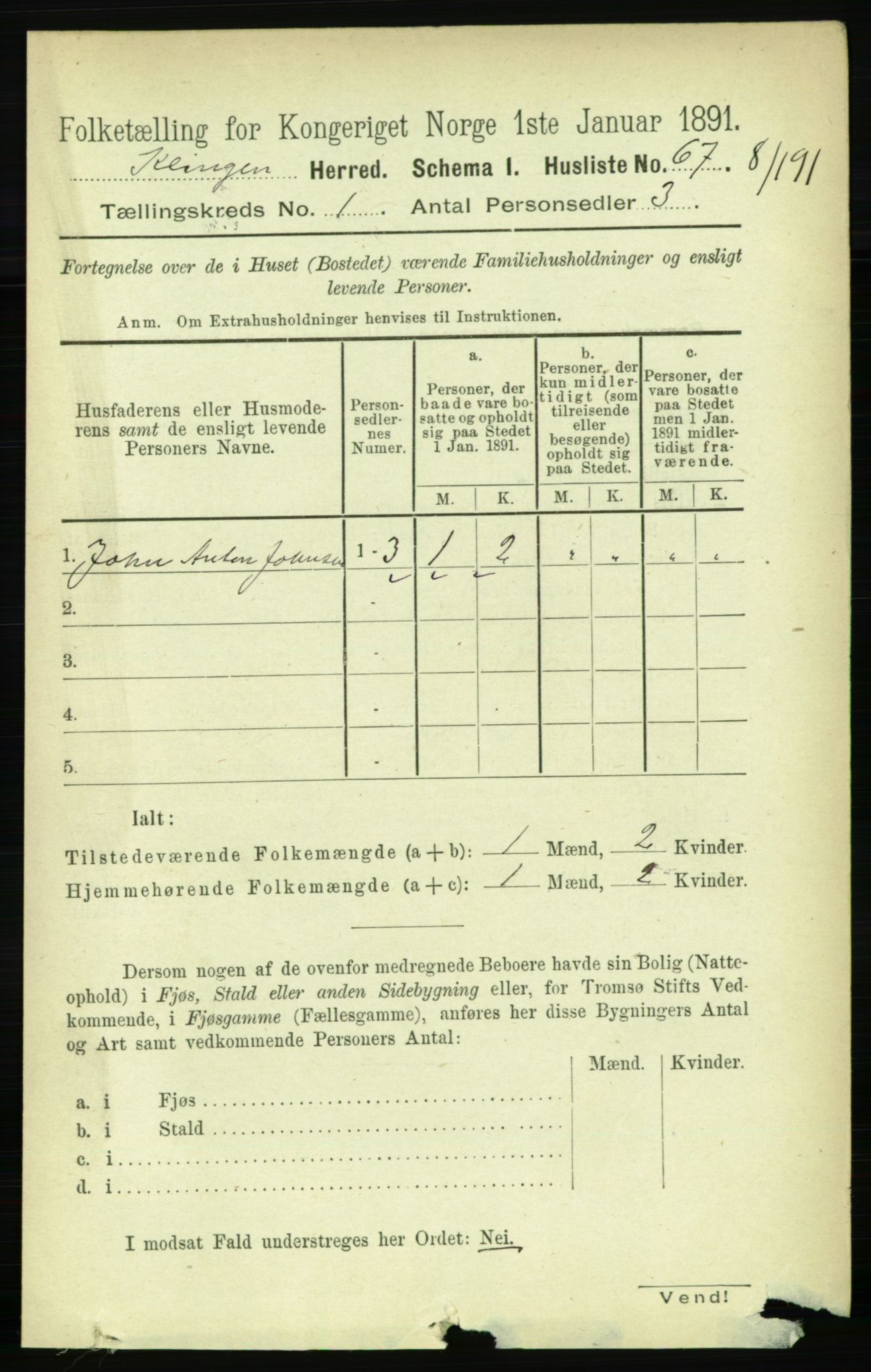 RA, 1891 census for 1746 Klinga, 1891, p. 81