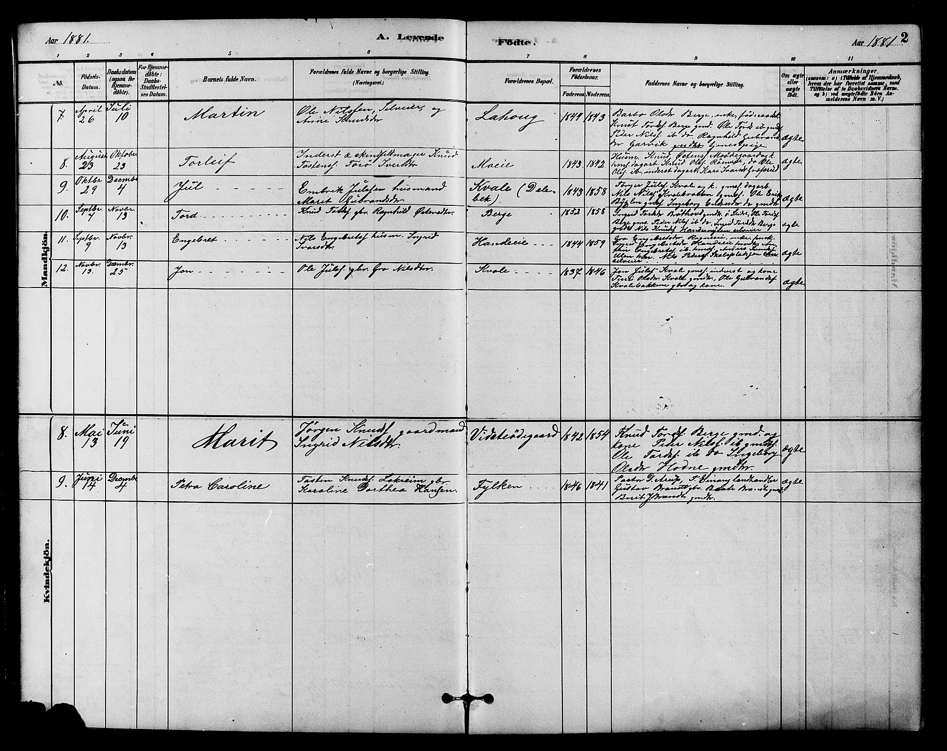 Vestre Slidre prestekontor, SAH/PREST-136/H/Ha/Hab/L0004: Parish register (copy) no. 4, 1881-1912, p. 2