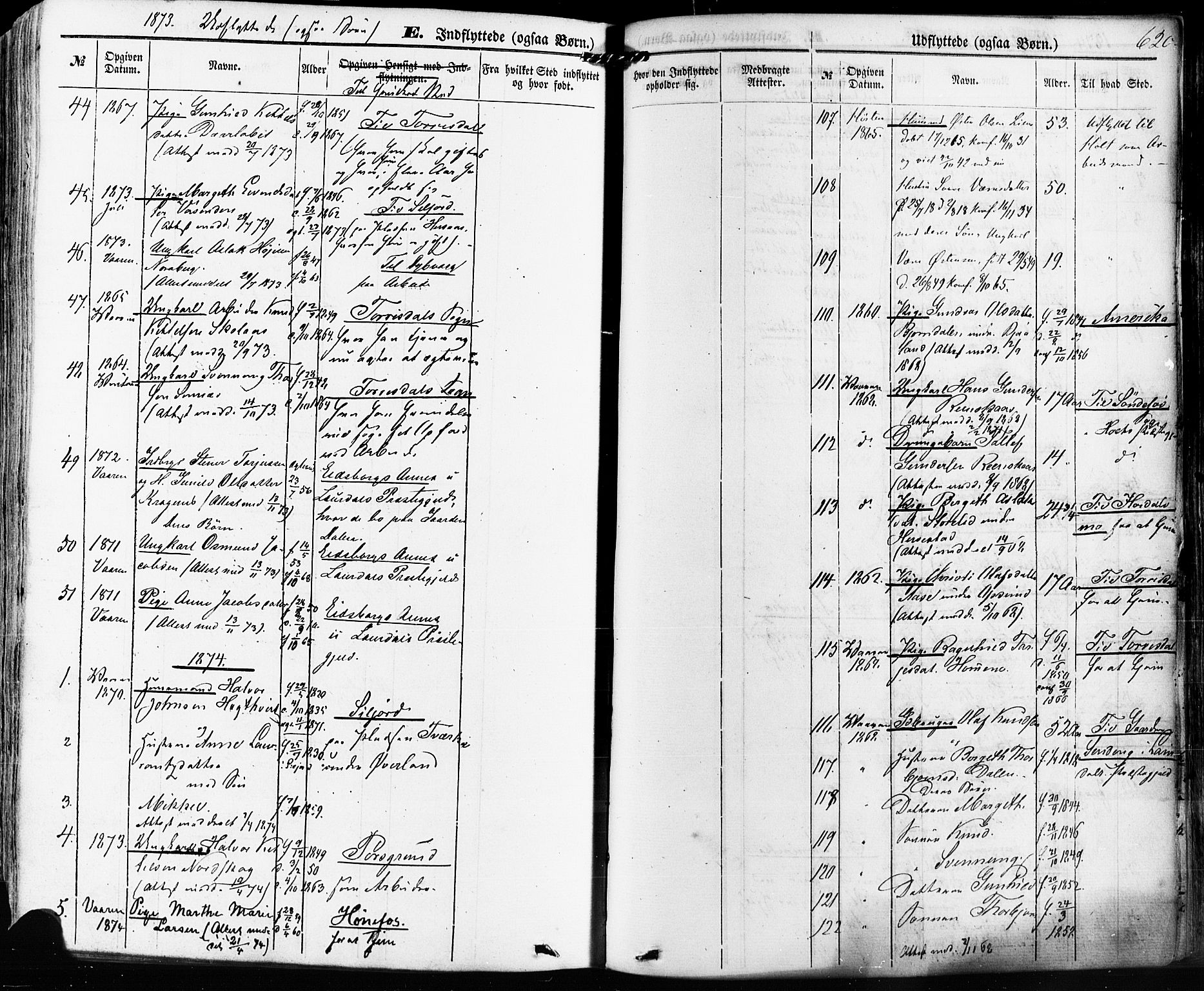 Kviteseid kirkebøker, AV/SAKO-A-276/F/Fa/L0007: Parish register (official) no. I 7, 1859-1881, p. 620