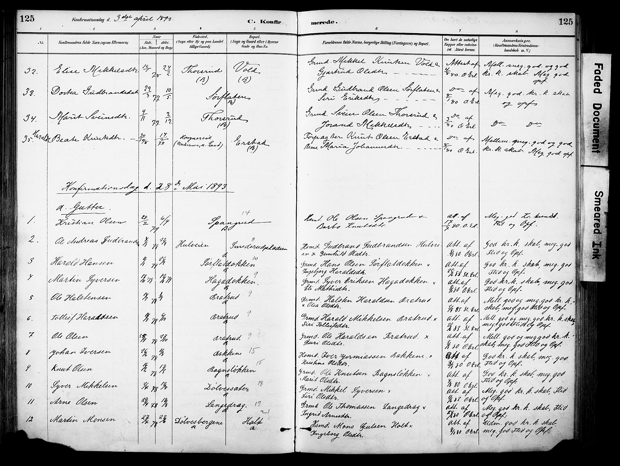 Sør-Aurdal prestekontor, AV/SAH-PREST-128/H/Ha/Haa/L0009: Parish register (official) no. 9, 1886-1906, p. 125