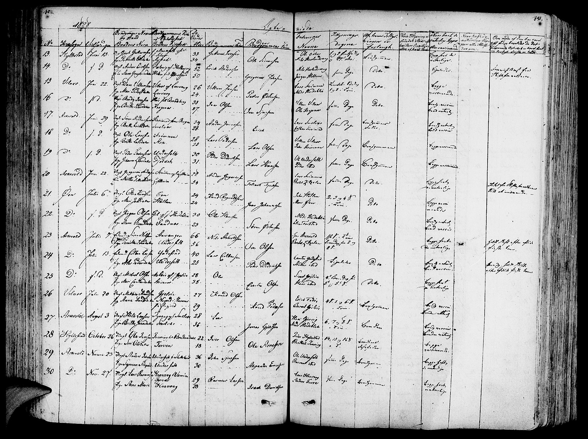 Askvoll sokneprestembete, SAB/A-79501/H/Haa/Haaa/L0010: Parish register (official) no. A 10, 1821-1844, p. 350-351