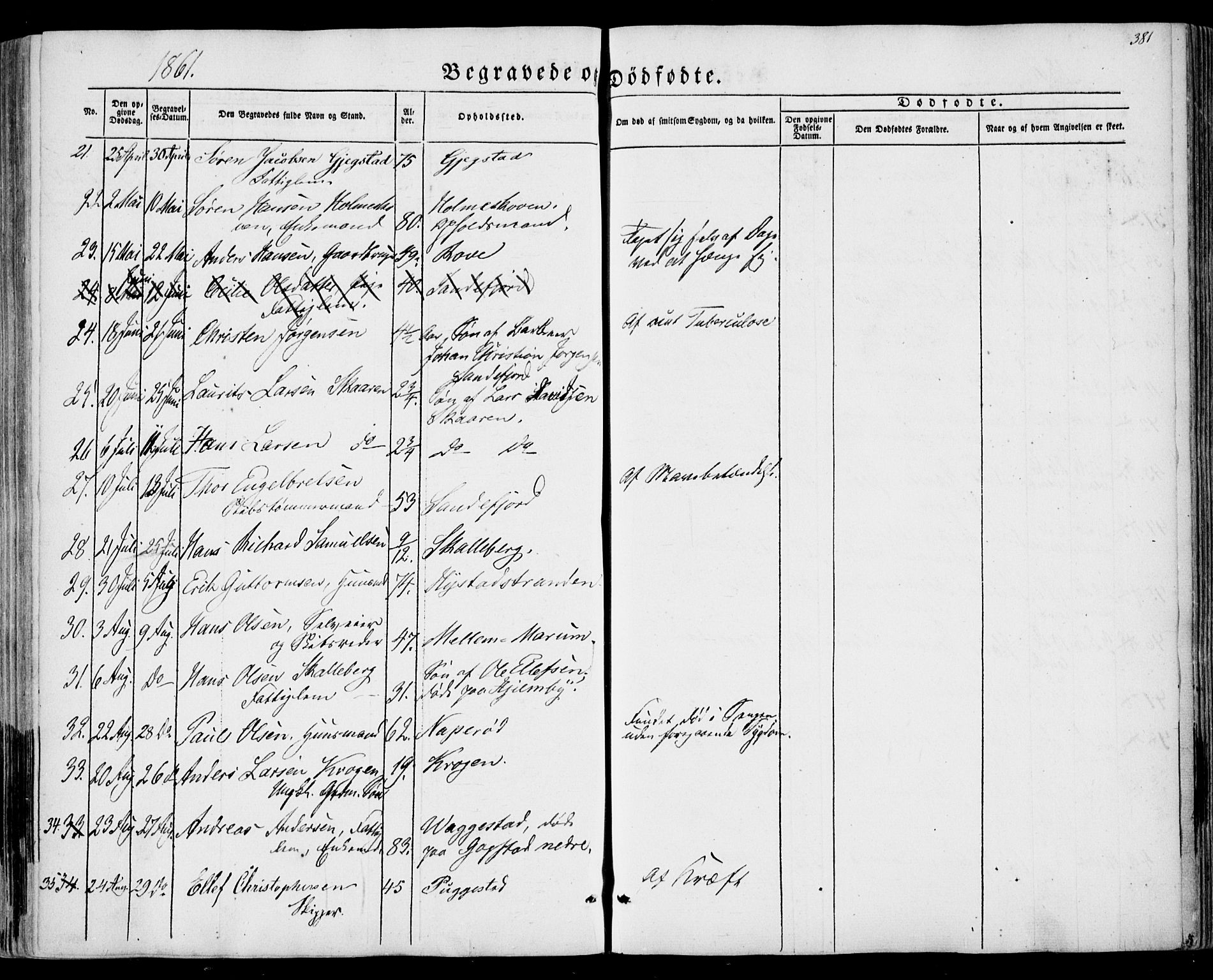 Sandar kirkebøker, AV/SAKO-A-243/F/Fa/L0007: Parish register (official) no. 7, 1855-1861, p. 381