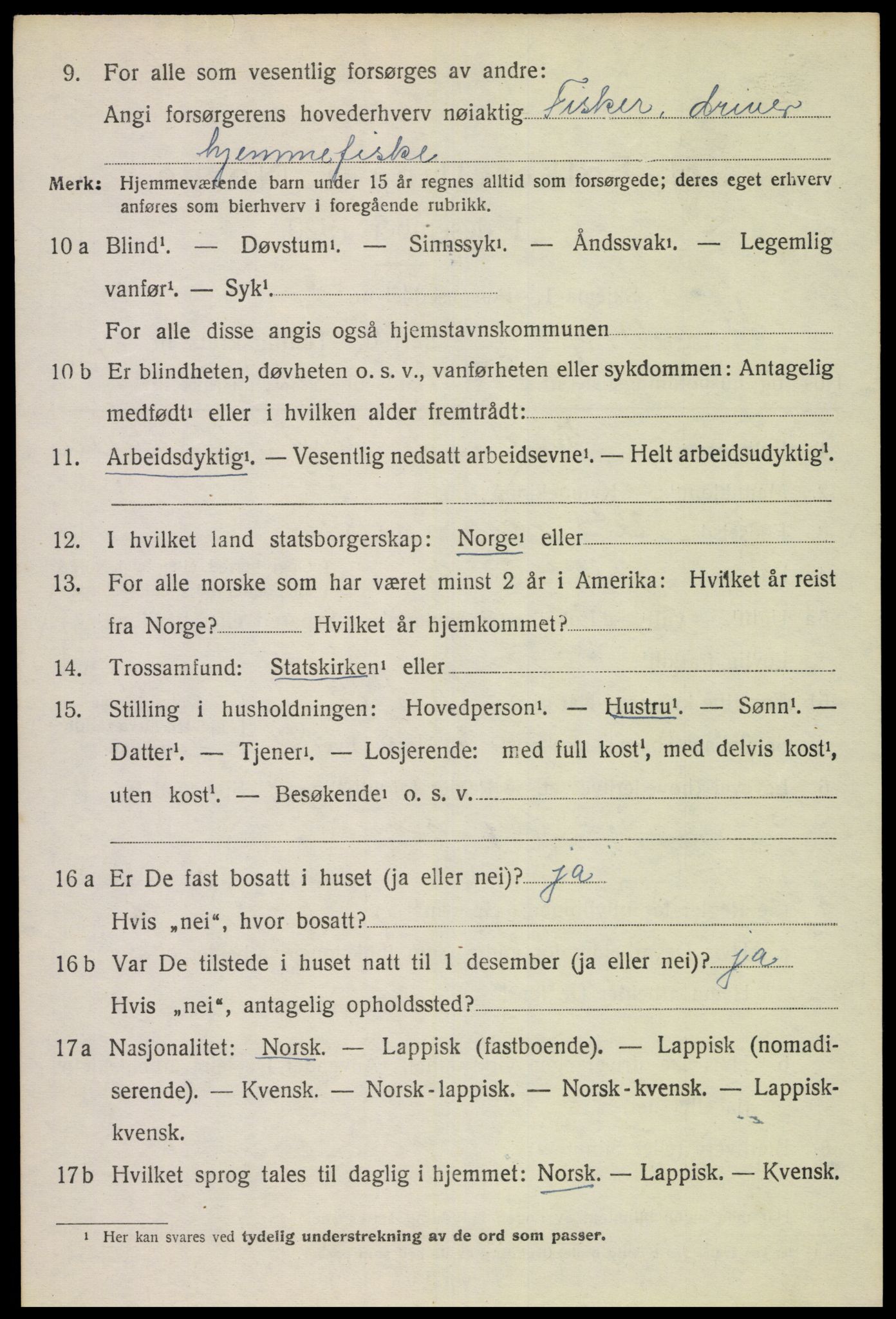 SAT, 1920 census for Dverberg, 1920, p. 6389