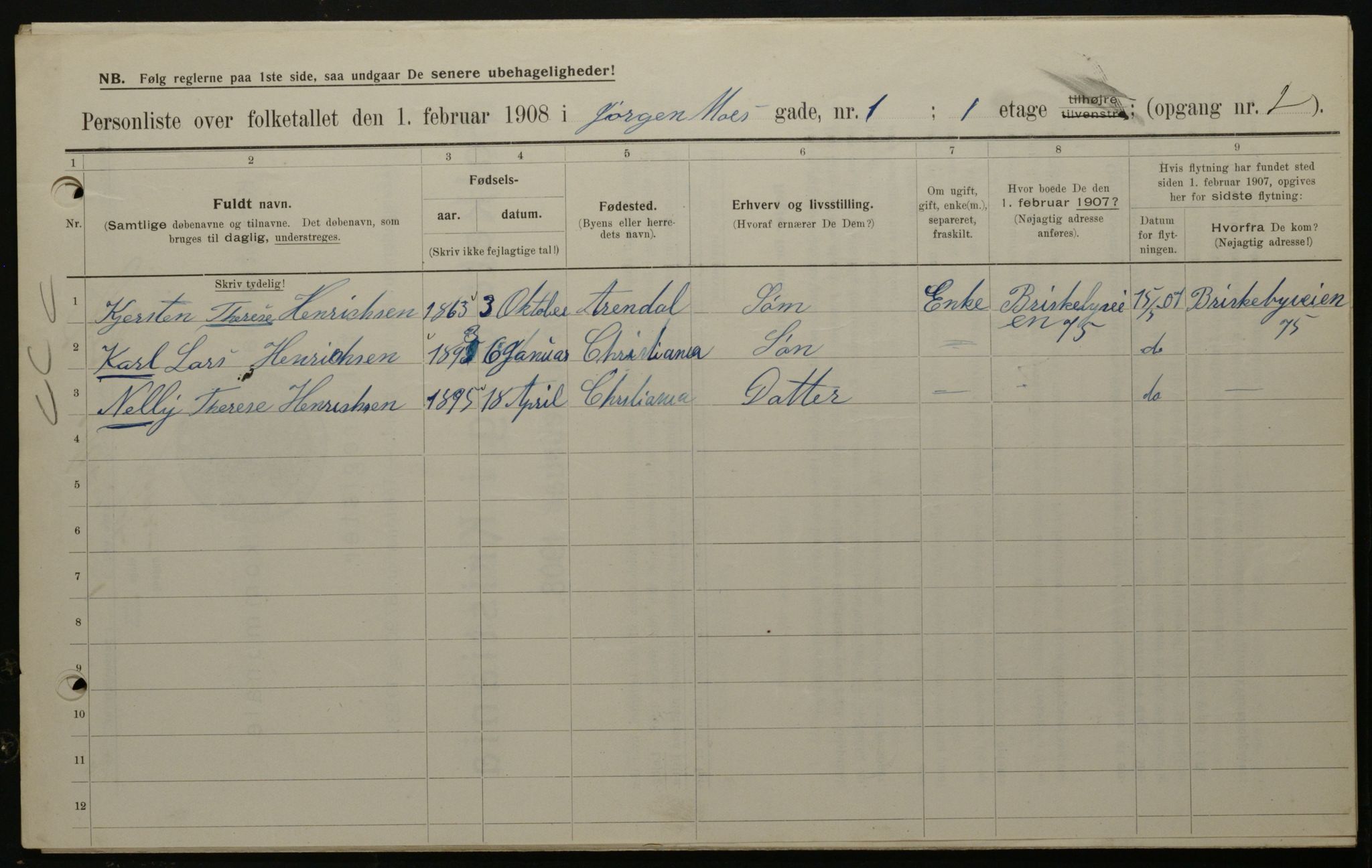 OBA, Municipal Census 1908 for Kristiania, 1908, p. 42648