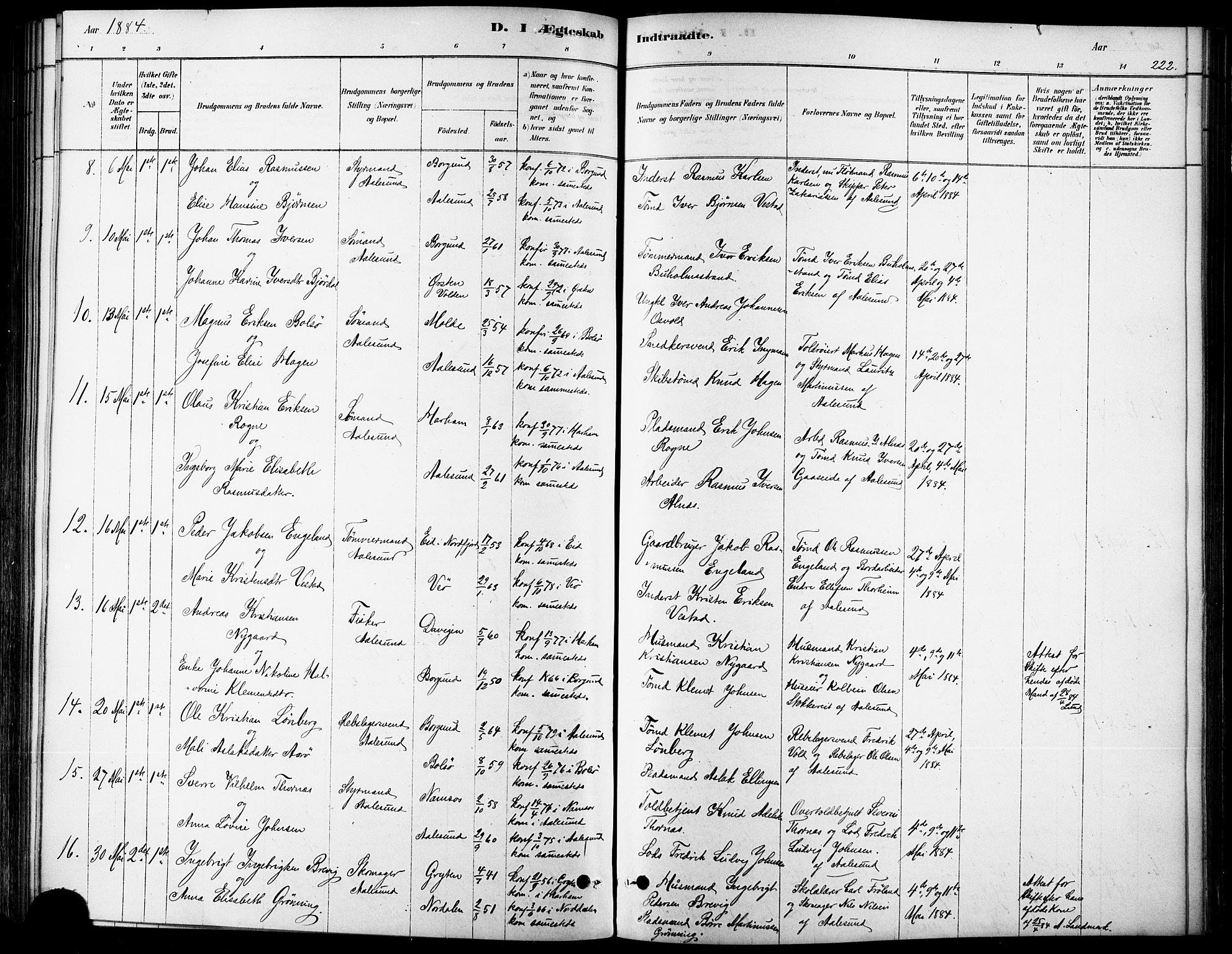 Ministerialprotokoller, klokkerbøker og fødselsregistre - Møre og Romsdal, AV/SAT-A-1454/529/L0454: Parish register (official) no. 529A04, 1878-1885, p. 222