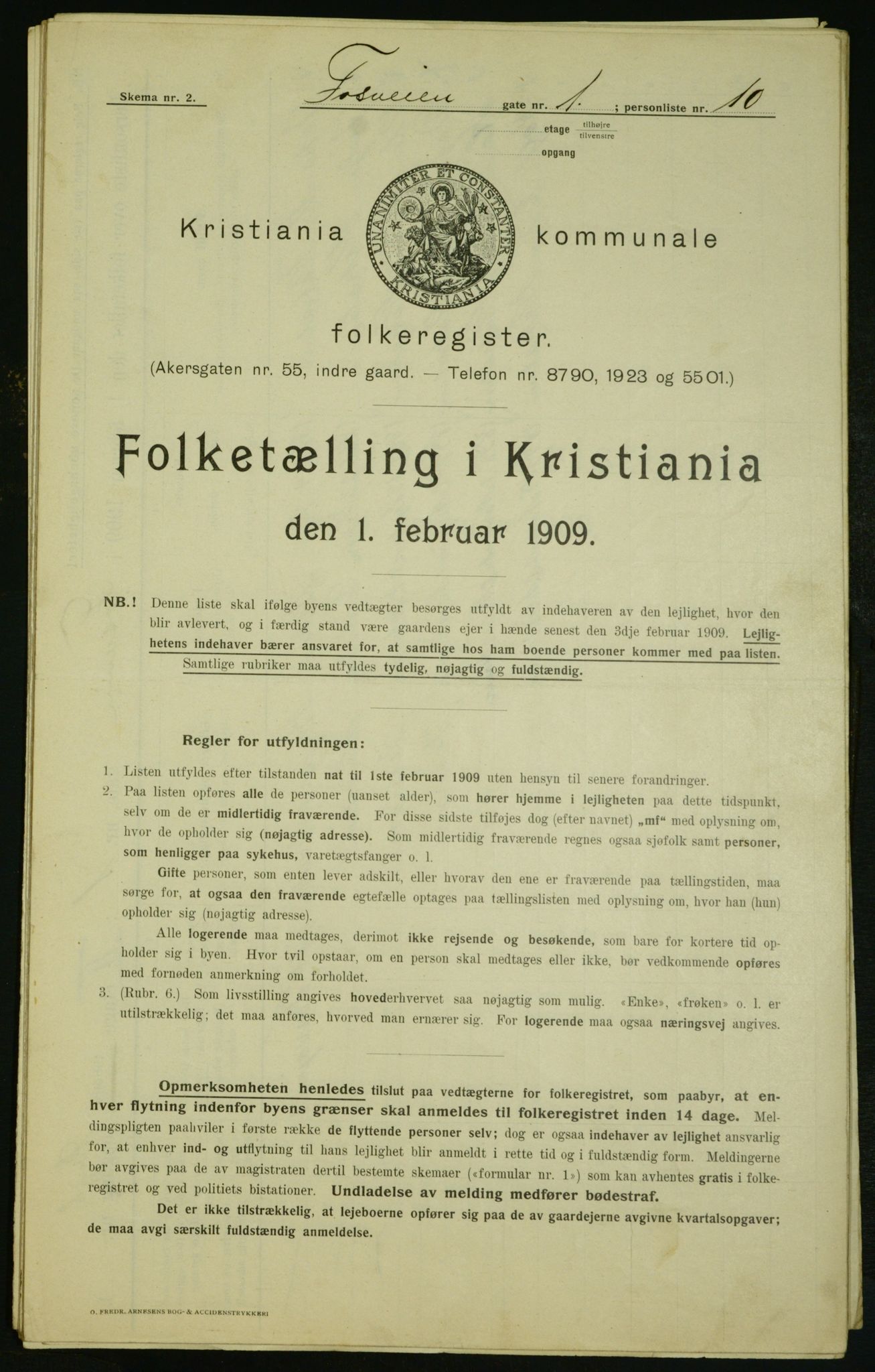 OBA, Municipal Census 1909 for Kristiania, 1909, p. 22305