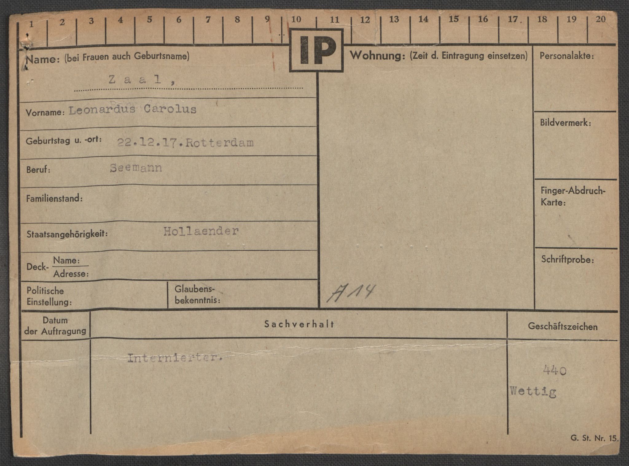 Befehlshaber der Sicherheitspolizei und des SD, AV/RA-RAFA-5969/E/Ea/Eaa/L0010: Register over norske fanger i Møllergata 19: Sø-Å, 1940-1945, p. 1174