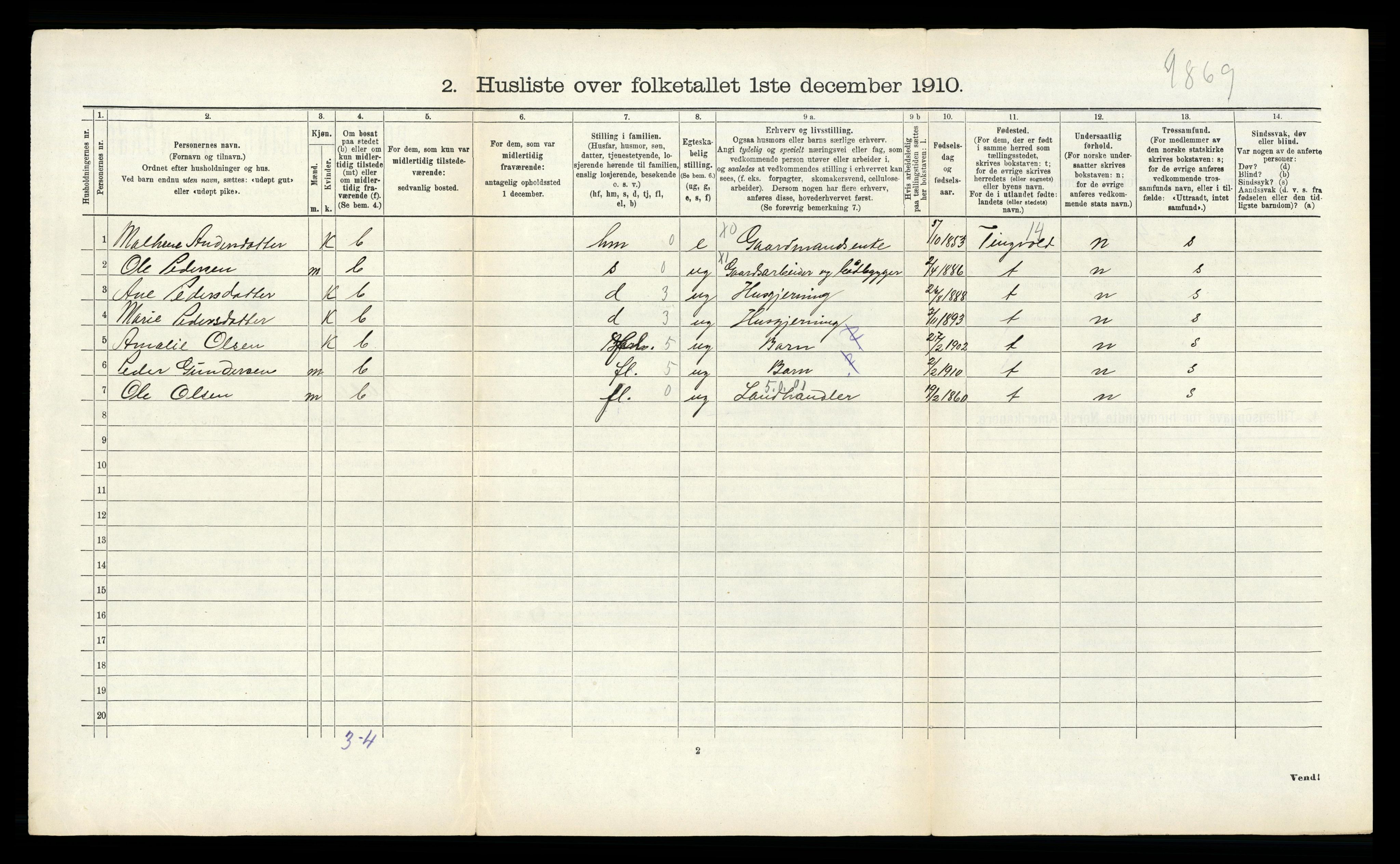 RA, 1910 census for Halsa, 1910, p. 276