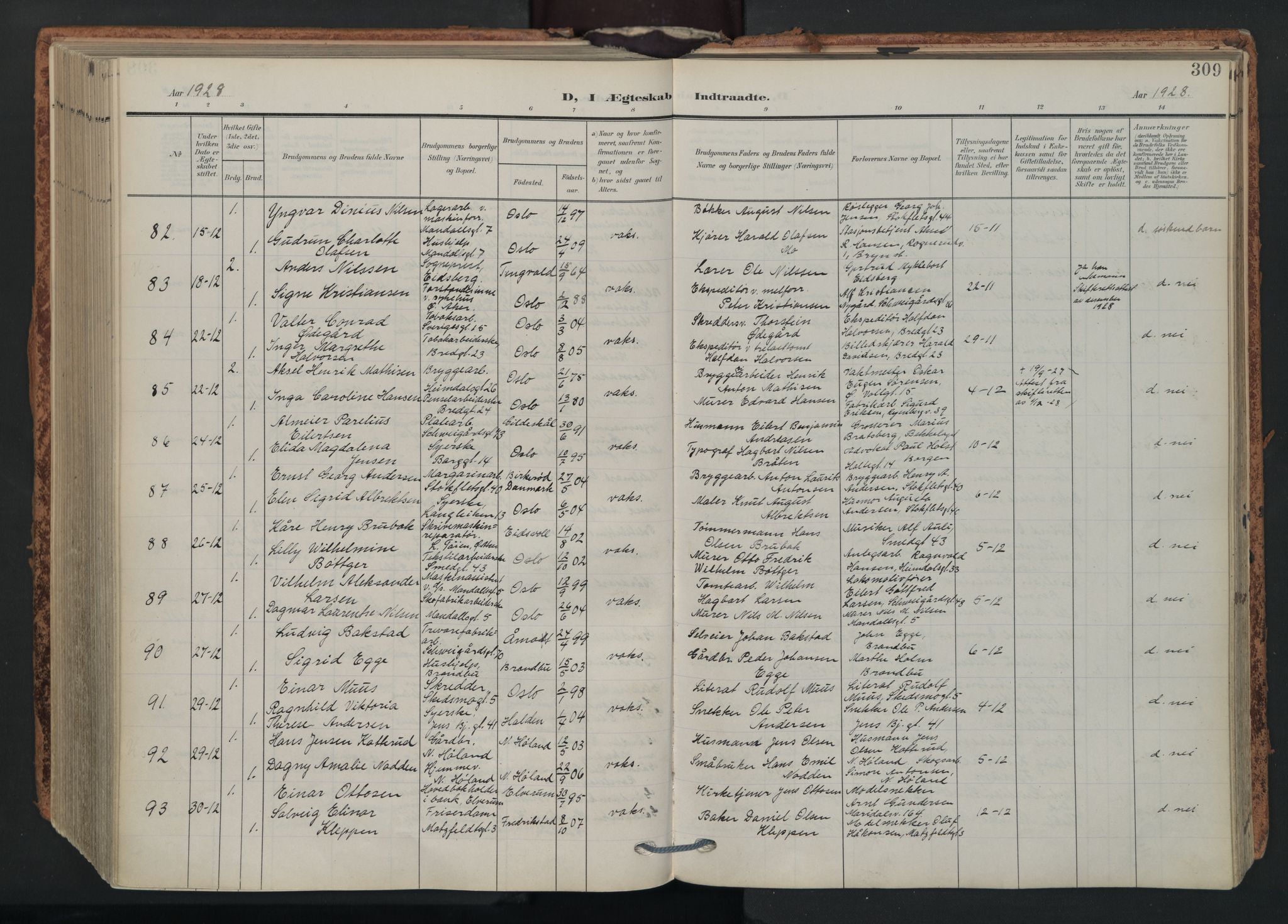 Grønland prestekontor Kirkebøker, AV/SAO-A-10848/F/Fa/L0017: Parish register (official) no. 17, 1906-1934, p. 309