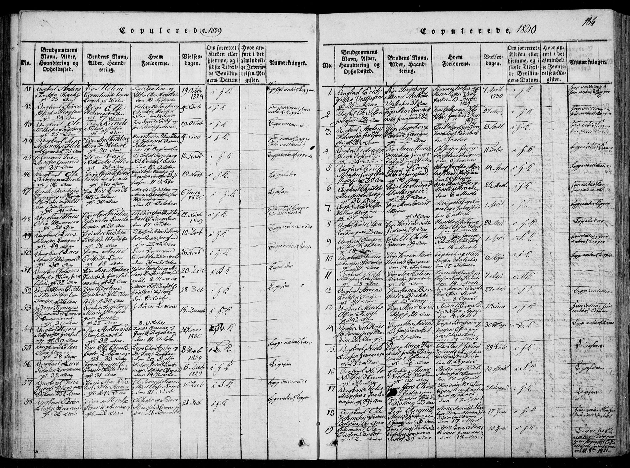 Eiker kirkebøker, SAKO/A-4/F/Fa/L0012: Parish register (official) no. I 12, 1827-1832, p. 186