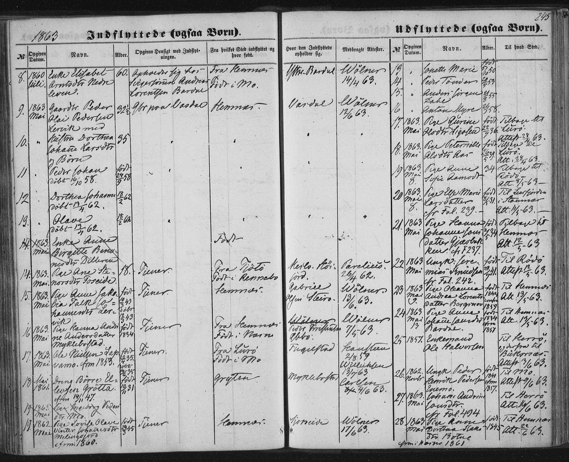 Ministerialprotokoller, klokkerbøker og fødselsregistre - Nordland, AV/SAT-A-1459/838/L0550: Parish register (official) no. 838A08, 1855-1865, p. 245