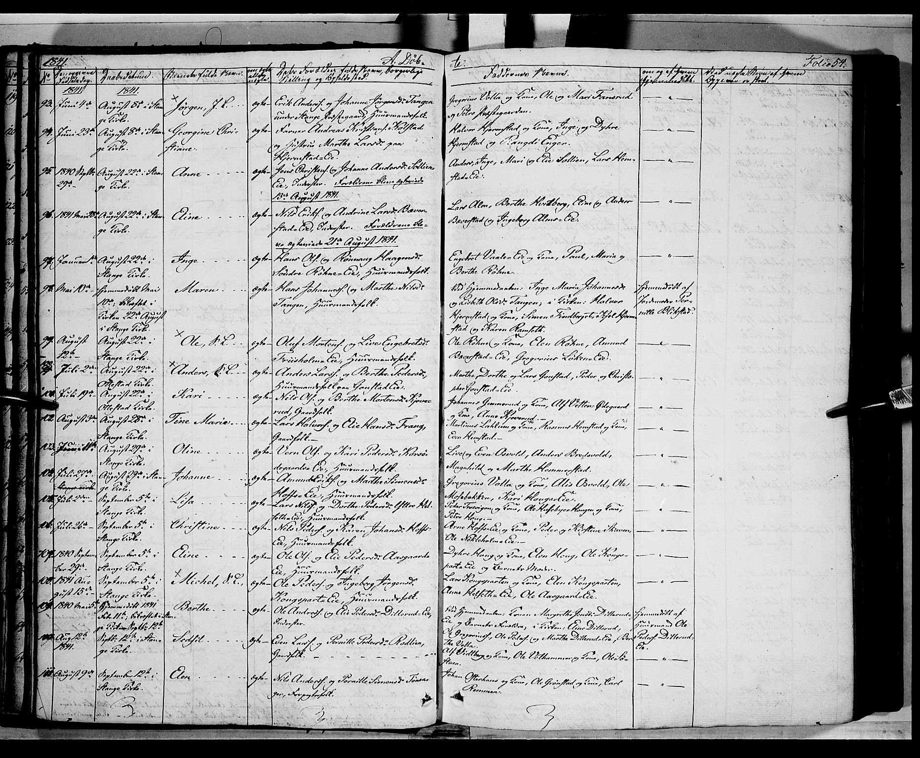 Stange prestekontor, AV/SAH-PREST-002/K/L0010: Parish register (official) no. 10, 1835-1845, p. 54