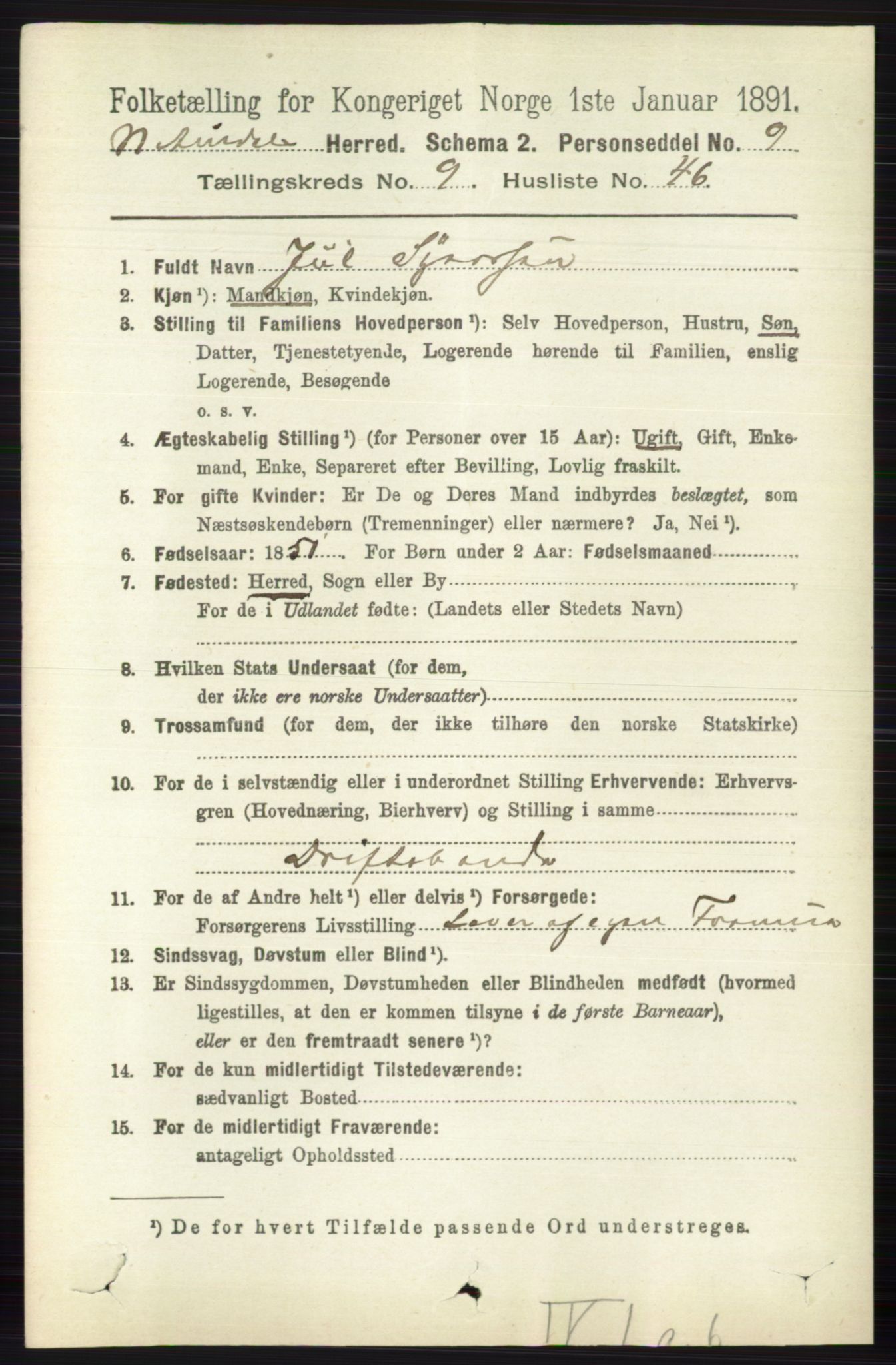 RA, 1891 census for 0542 Nord-Aurdal, 1891, p. 3677