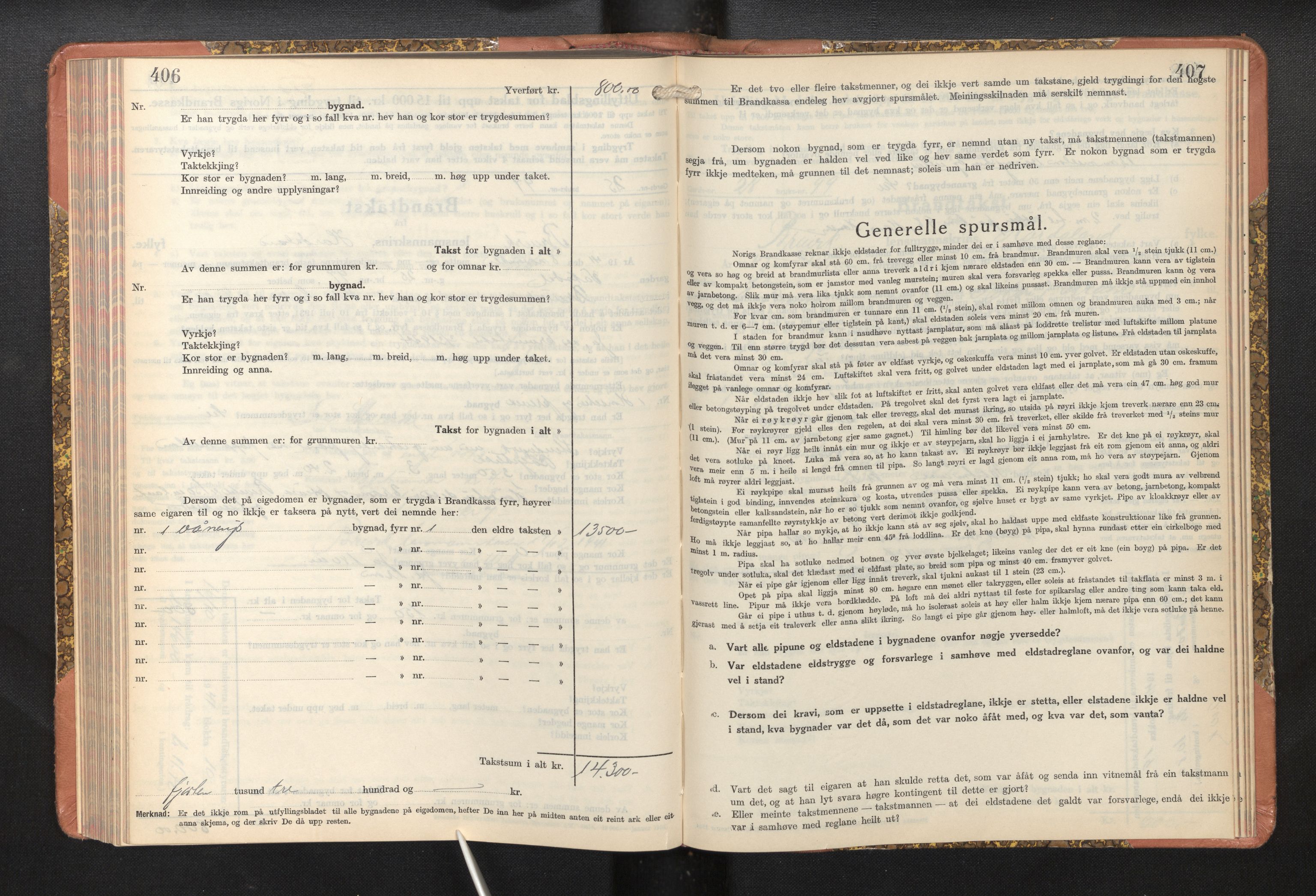 Lensmannen i Bruvik, AV/SAB-A-31301/0012/L0011: Branntakstprotokoll, skjematakst, 1936-1949, p. 406-407