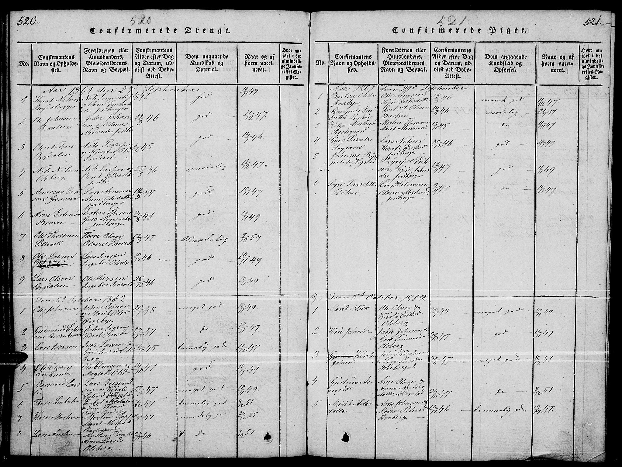 Tynset prestekontor, SAH/PREST-058/H/Ha/Hab/L0004: Parish register (copy) no. 4, 1814-1879, p. 520-521