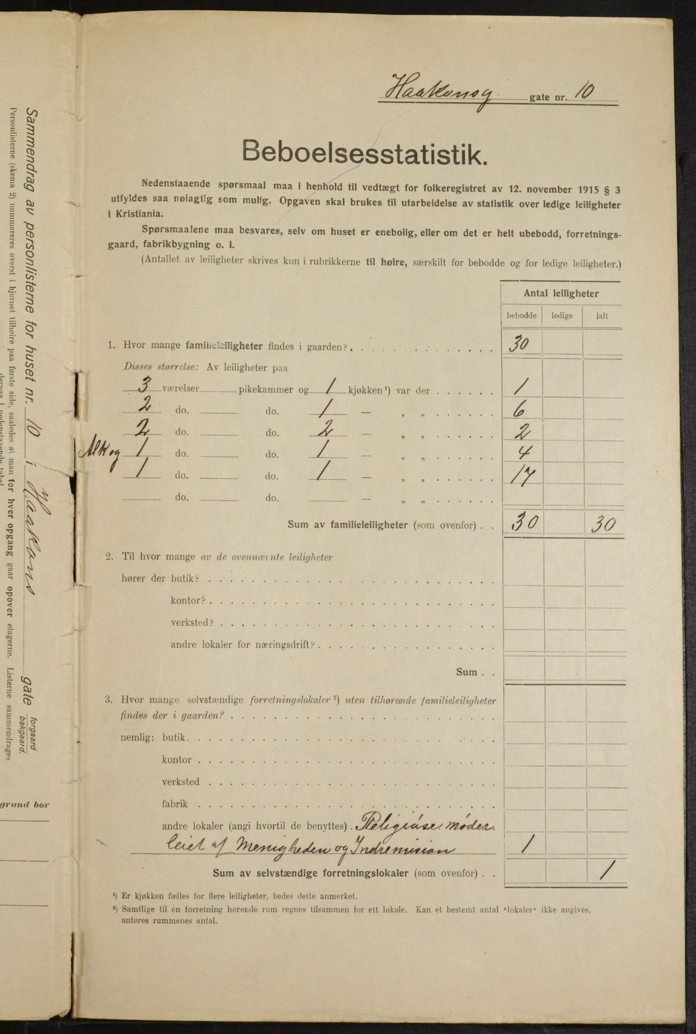 OBA, Municipal Census 1916 for Kristiania, 1916, p. 43382