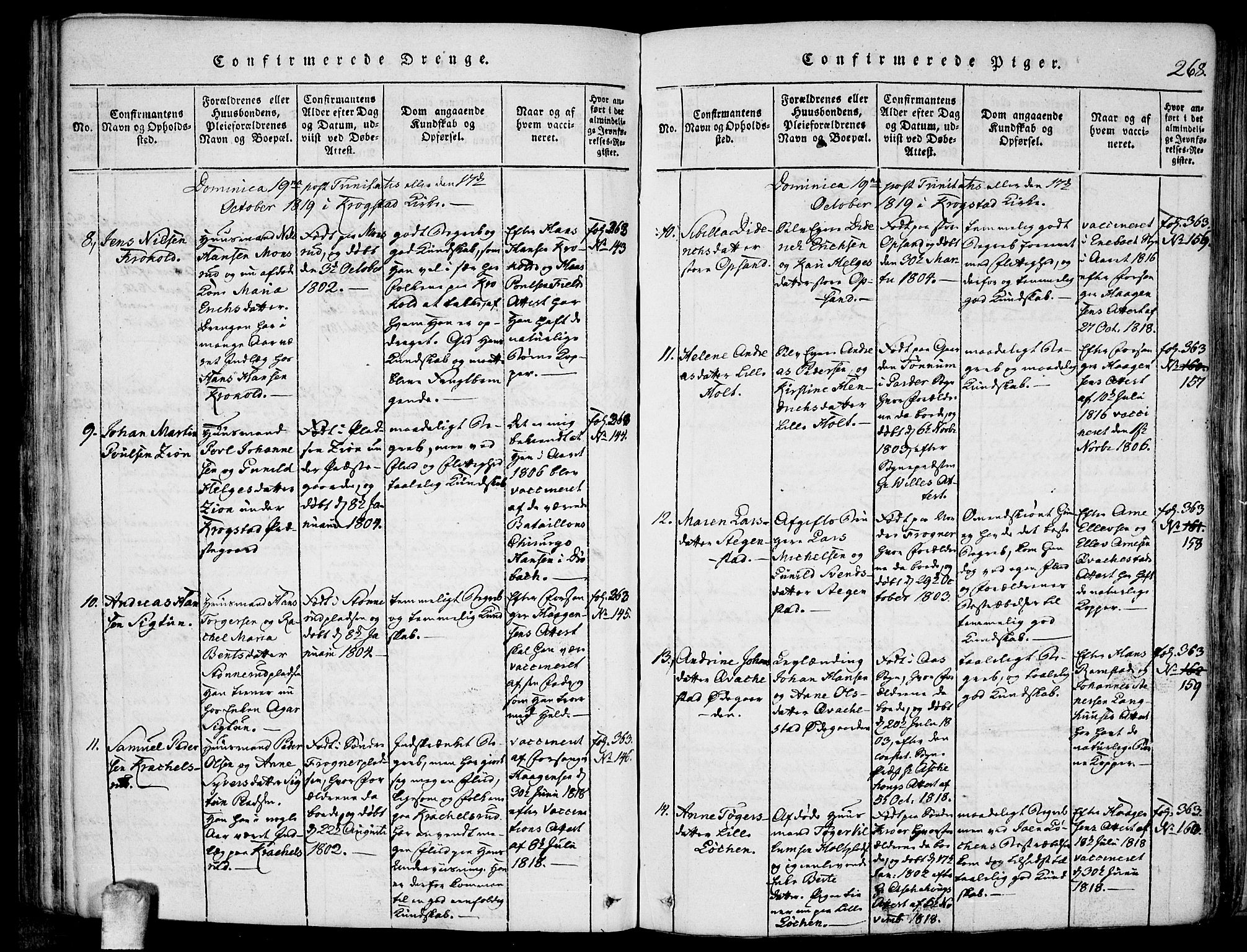 Kråkstad prestekontor Kirkebøker, SAO/A-10125a/F/Fa/L0003: Parish register (official) no. I 3, 1813-1824, p. 268
