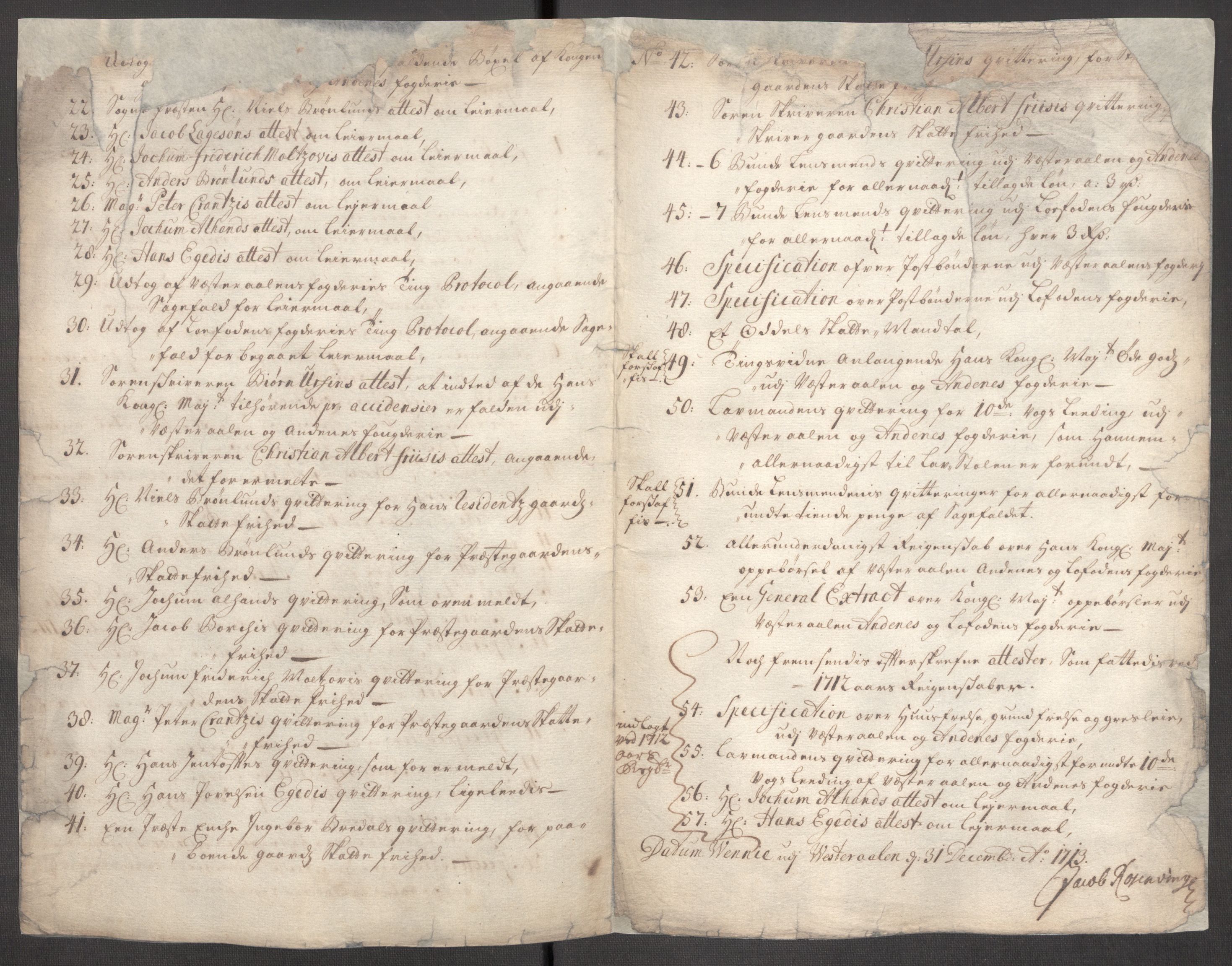 Rentekammeret inntil 1814, Reviderte regnskaper, Fogderegnskap, AV/RA-EA-4092/R67/L4679: Fogderegnskap Vesterålen, Andenes og Lofoten, 1711-1713, p. 89