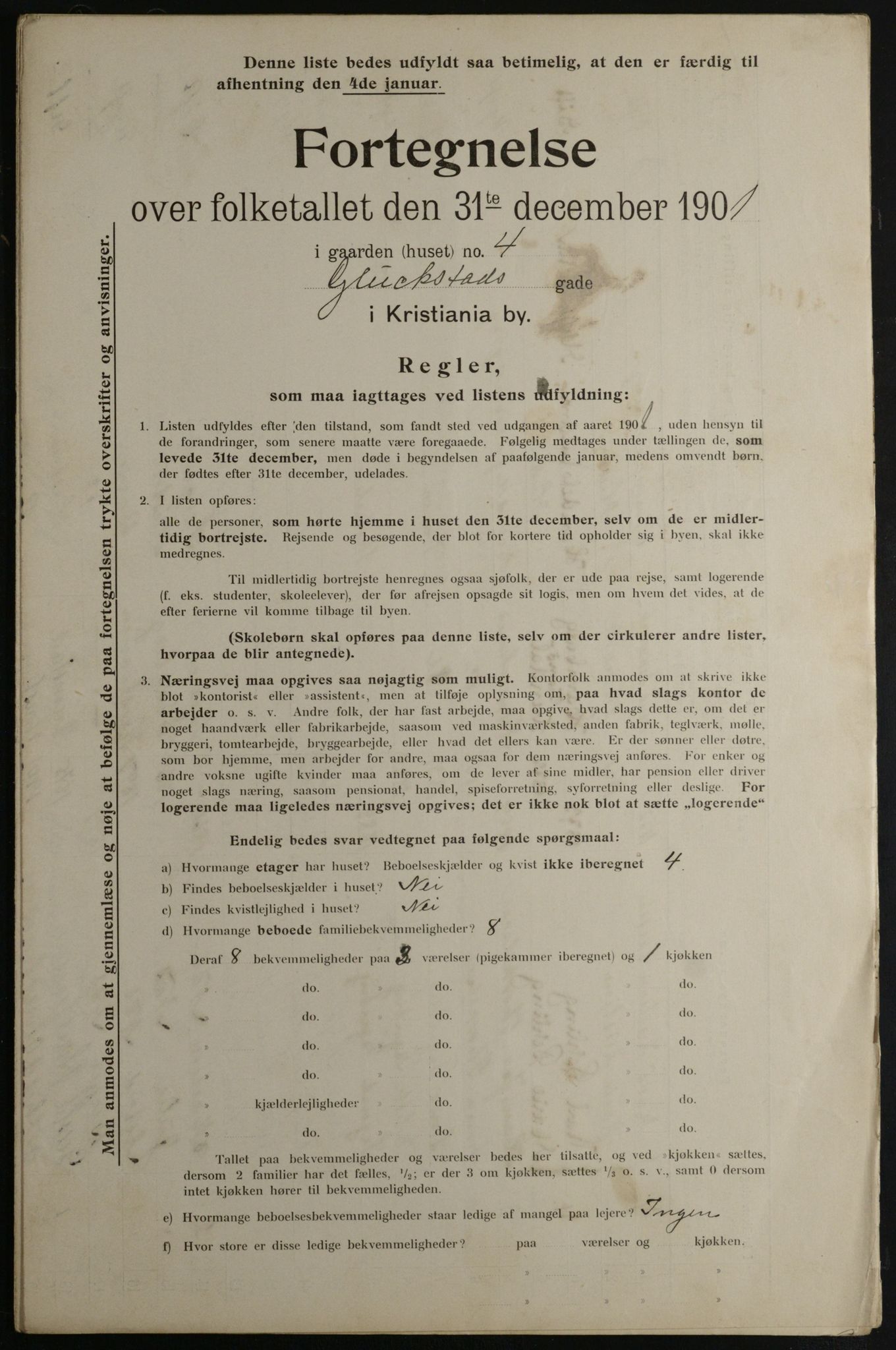 OBA, Municipal Census 1901 for Kristiania, 1901, p. 4710