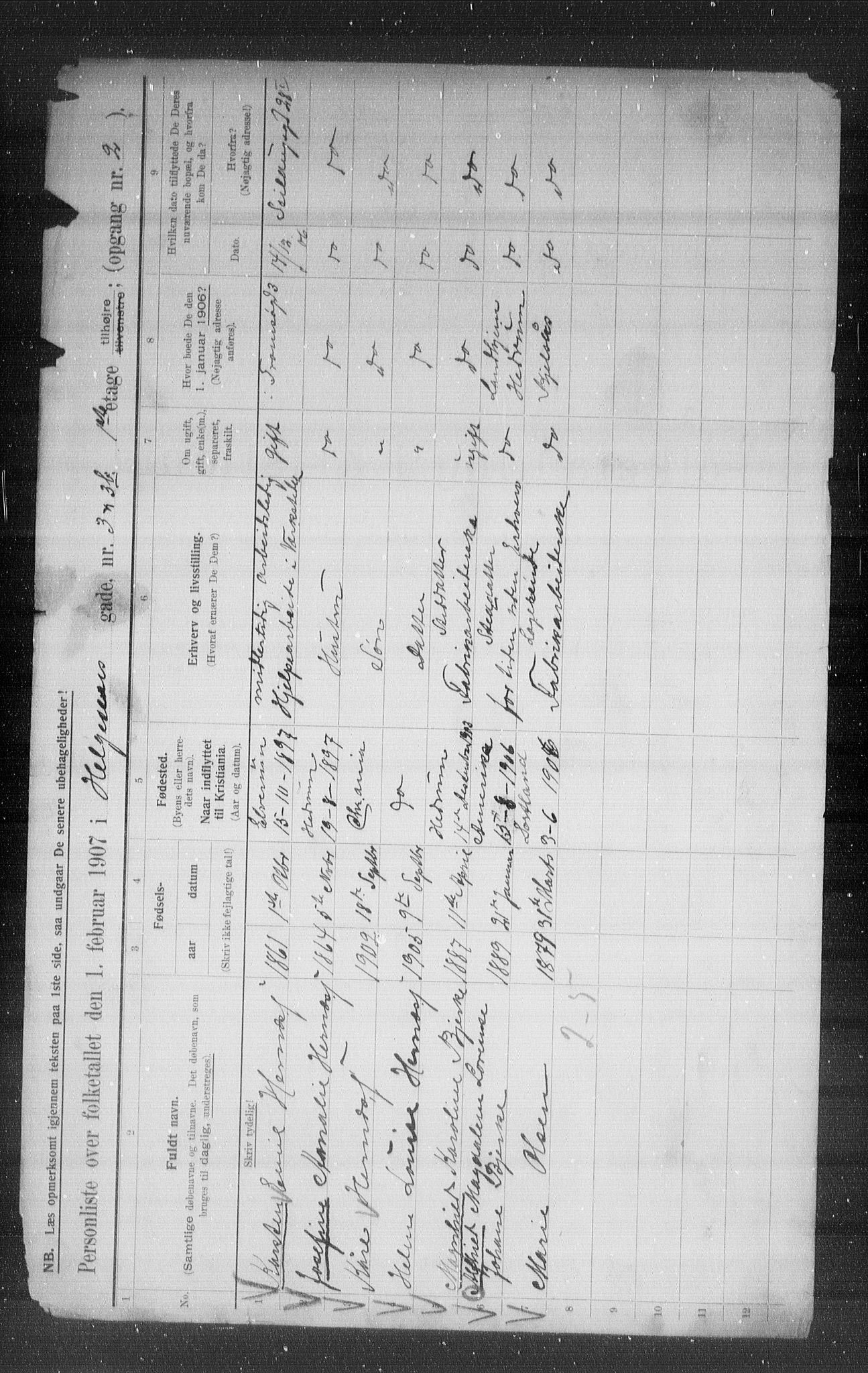 OBA, Municipal Census 1907 for Kristiania, 1907, p. 19305