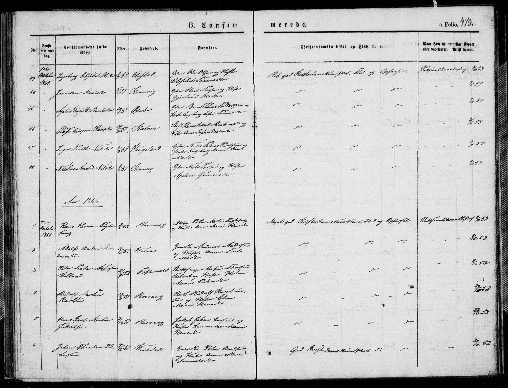 Flekkefjord sokneprestkontor, SAK/1111-0012/F/Fb/Fbb/L0002: Parish register (copy) no. B 2b, 1831-1866, p. 473
