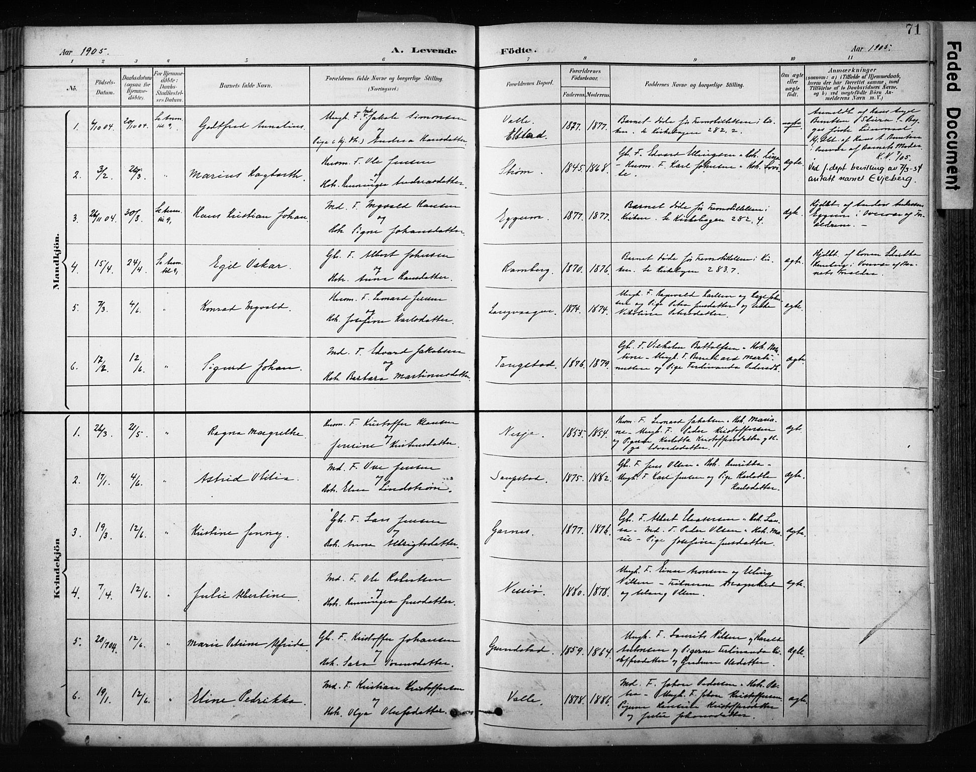 Ministerialprotokoller, klokkerbøker og fødselsregistre - Nordland, AV/SAT-A-1459/880/L1134: Parish register (official) no. 880A08, 1899-1908, p. 71