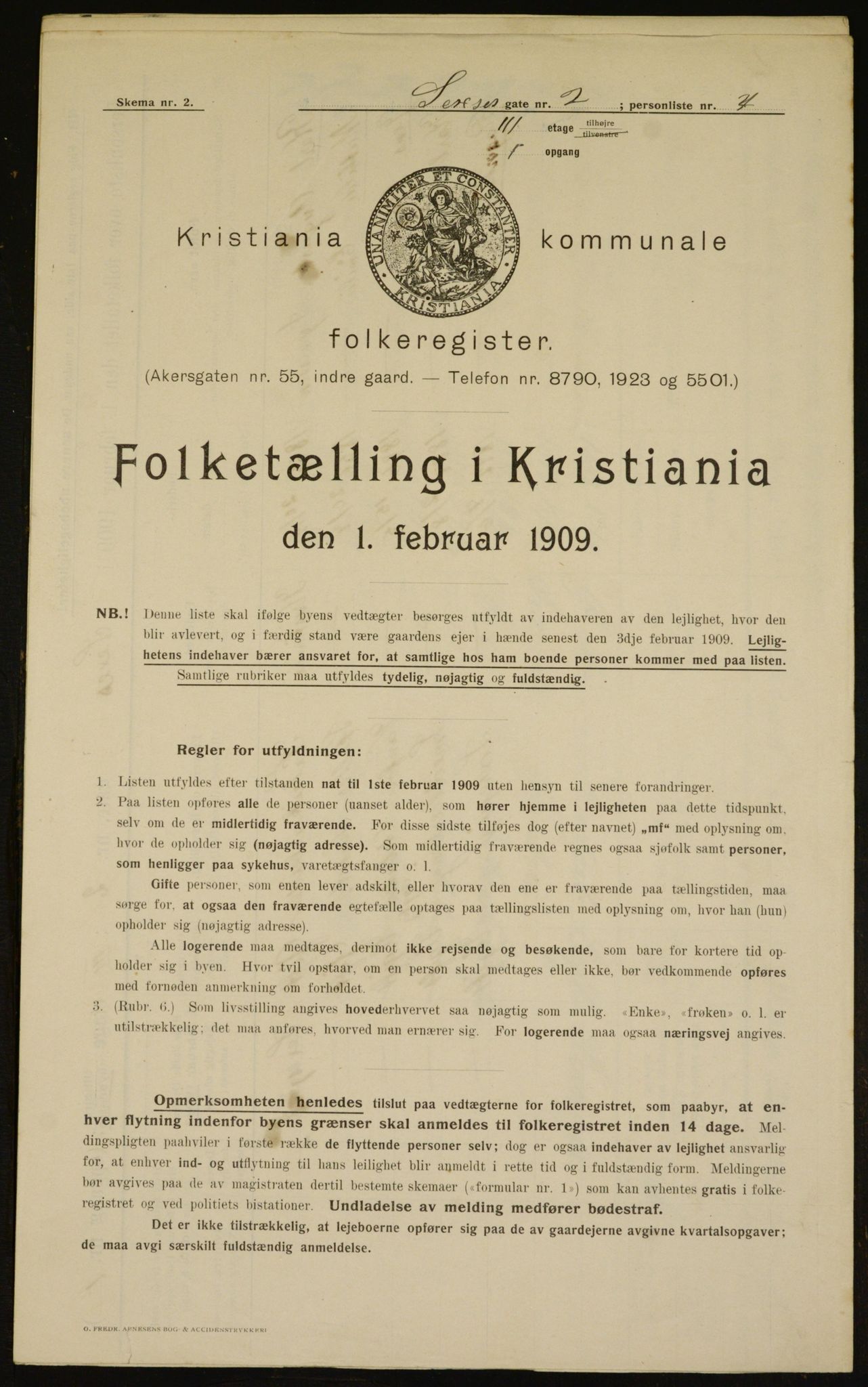 OBA, Municipal Census 1909 for Kristiania, 1909, p. 85913