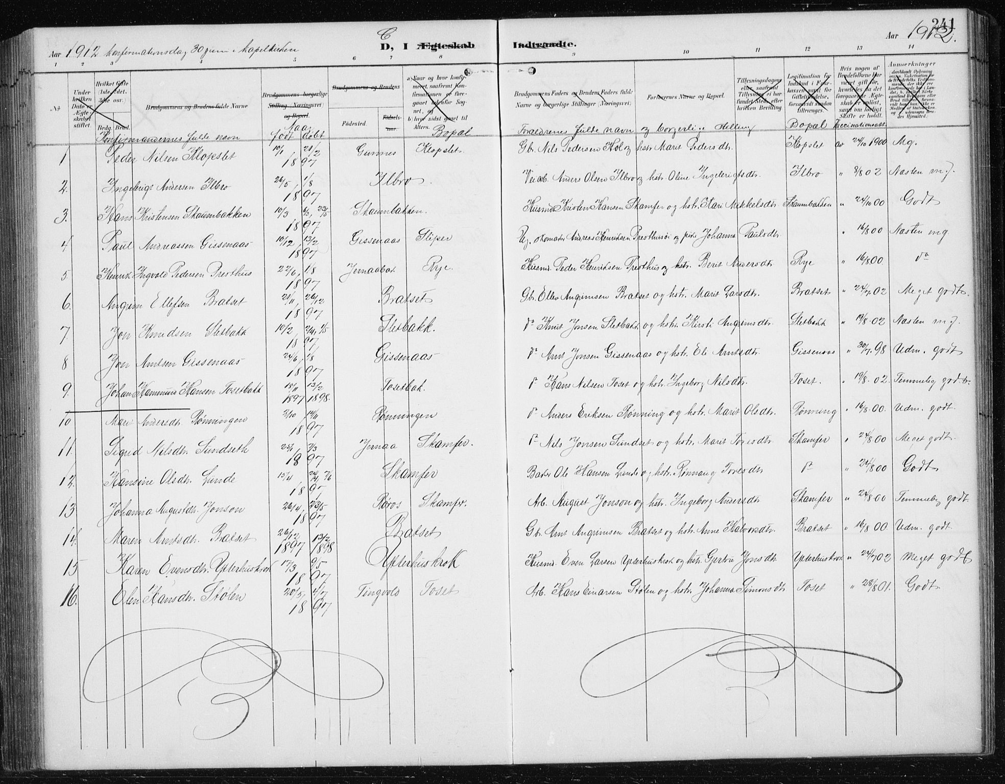 Ministerialprotokoller, klokkerbøker og fødselsregistre - Sør-Trøndelag, SAT/A-1456/674/L0876: Parish register (copy) no. 674C03, 1892-1912, p. 241
