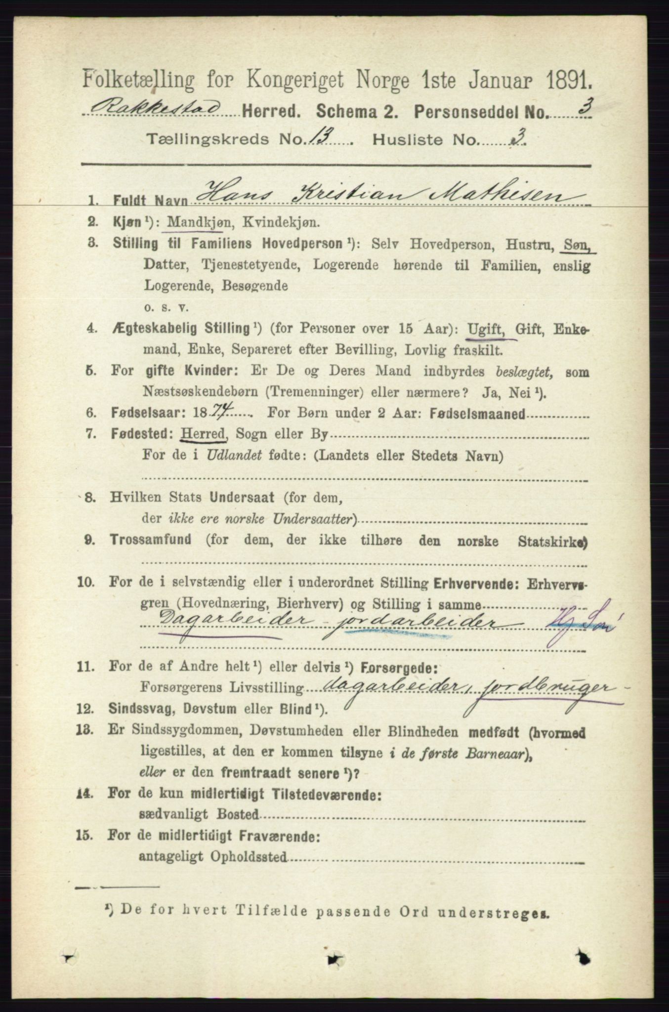 RA, 1891 census for 0128 Rakkestad, 1891, p. 6406