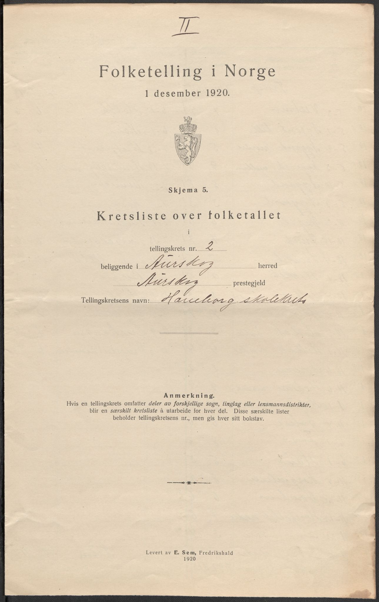 SAO, 1920 census for Aurskog, 1920, p. 9