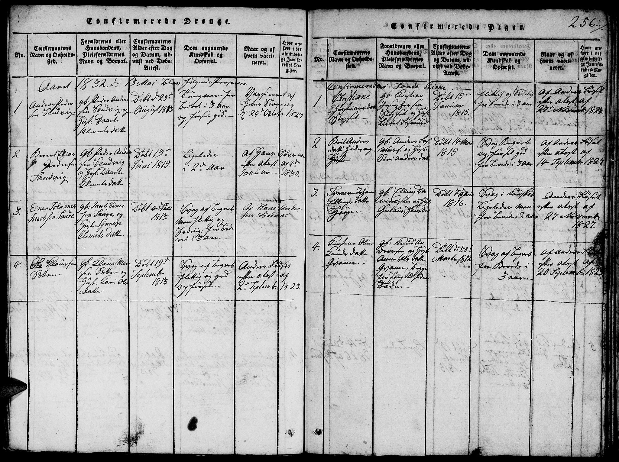 Ministerialprotokoller, klokkerbøker og fødselsregistre - Møre og Romsdal, SAT/A-1454/503/L0046: Parish register (copy) no. 503C01, 1816-1842, p. 256
