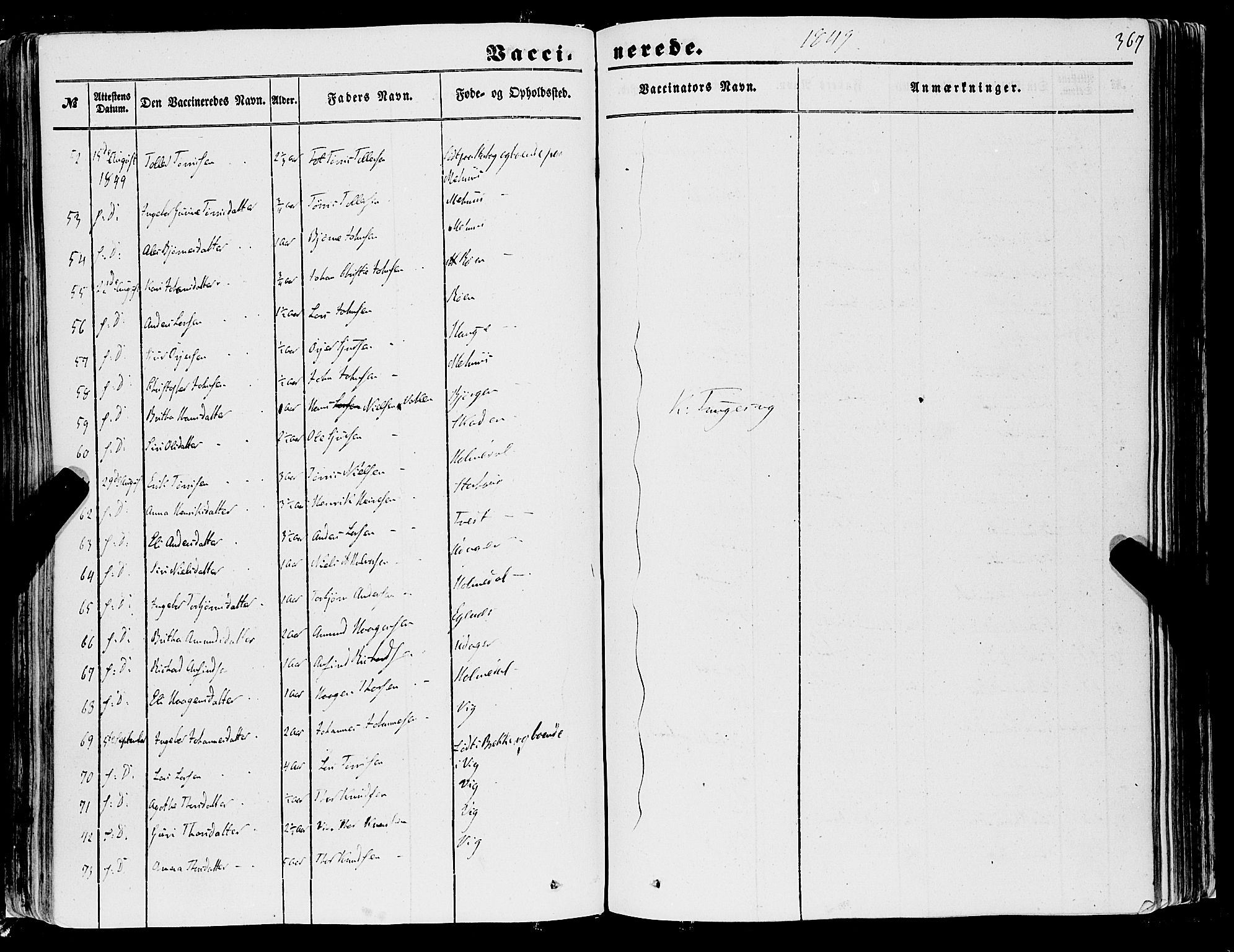 Skånevik sokneprestembete, SAB/A-77801/H/Haa: Parish register (official) no. A 5II, 1848-1869, p. 367