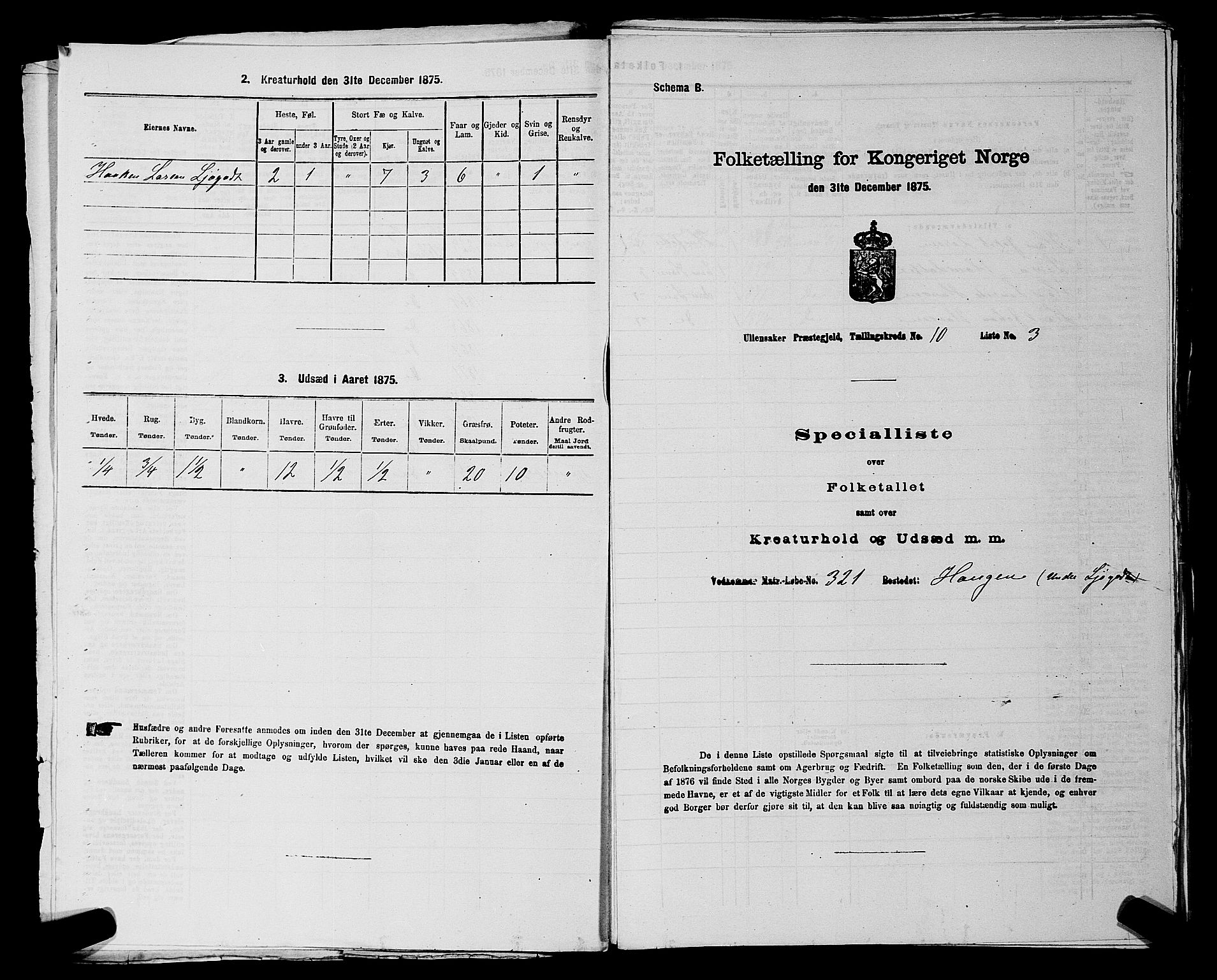 RA, 1875 census for 0235P Ullensaker, 1875, p. 1461