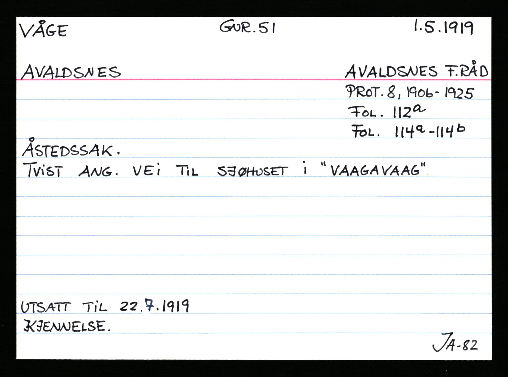 Statsarkivet i Stavanger, AV/SAST-A-101971/03/Y/Ym/L0068: Åstedskort sortert etter gårdsnavn: Vormedal - Ytrevold, 1600-1950, p. 264