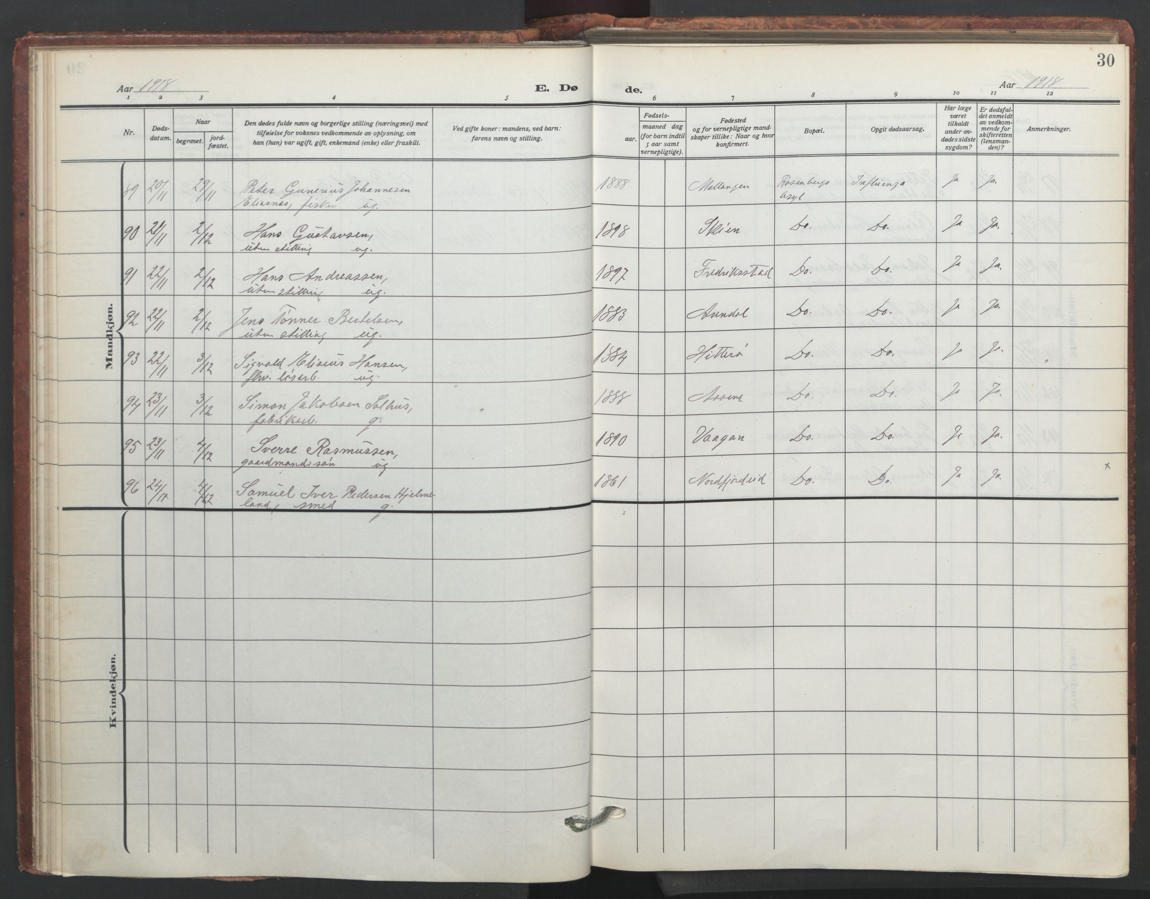 Johanneskirken sokneprestembete, AV/SAB-A-76001/H/Hab: Parish register (copy) no. D 2, 1916-1950, p. 29b-30a