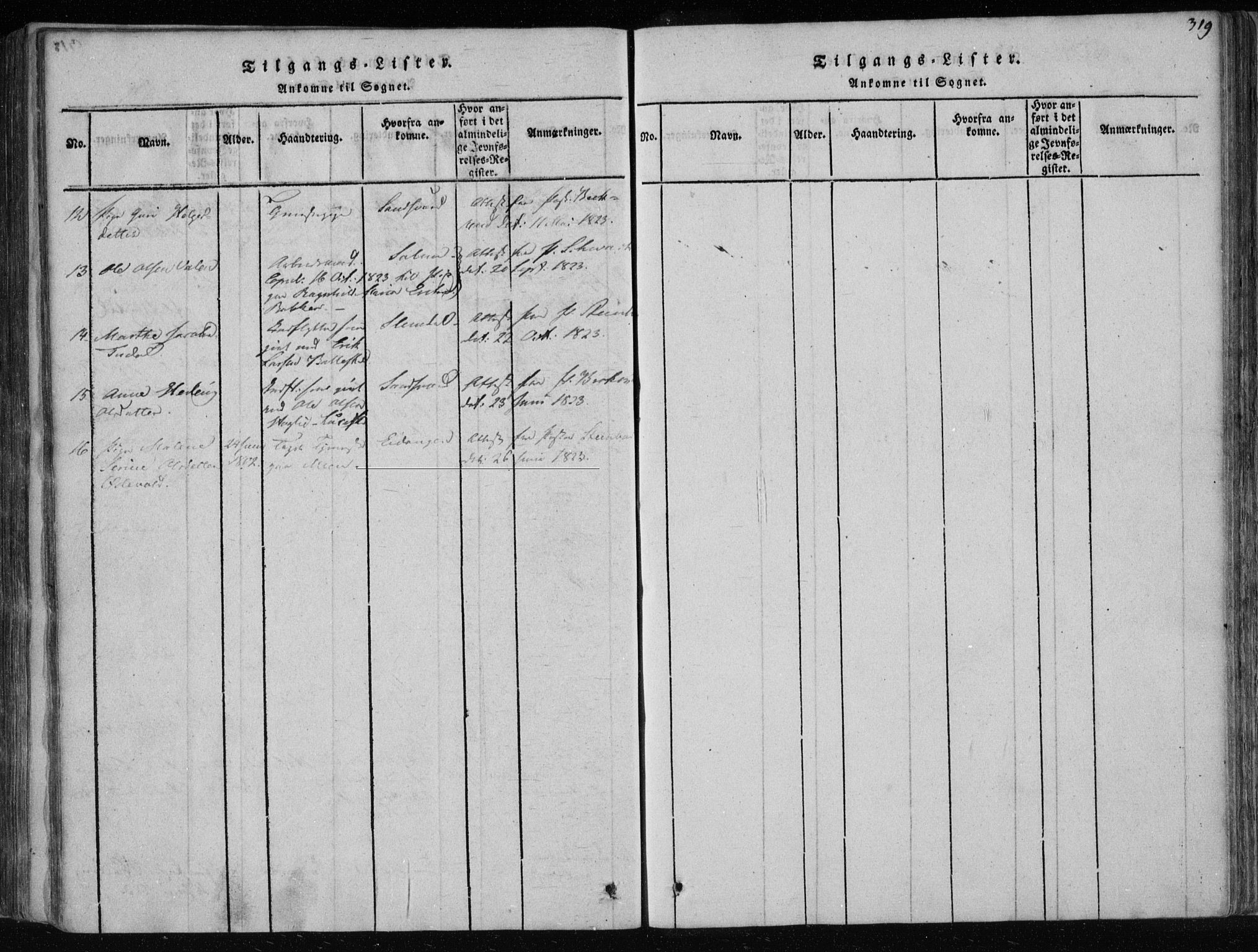 Gjerpen kirkebøker, SAKO/A-265/F/Fa/L0004: Parish register (official) no. I 4, 1814-1823, p. 319